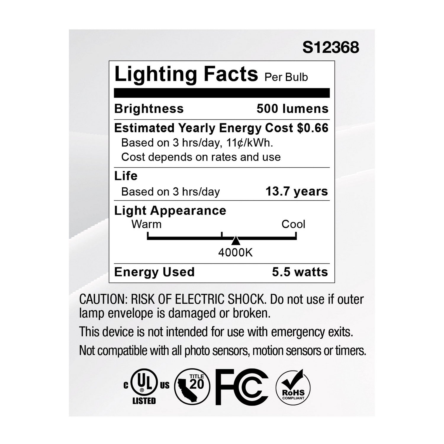 Satco - S12368 - Light Bulb - Clear