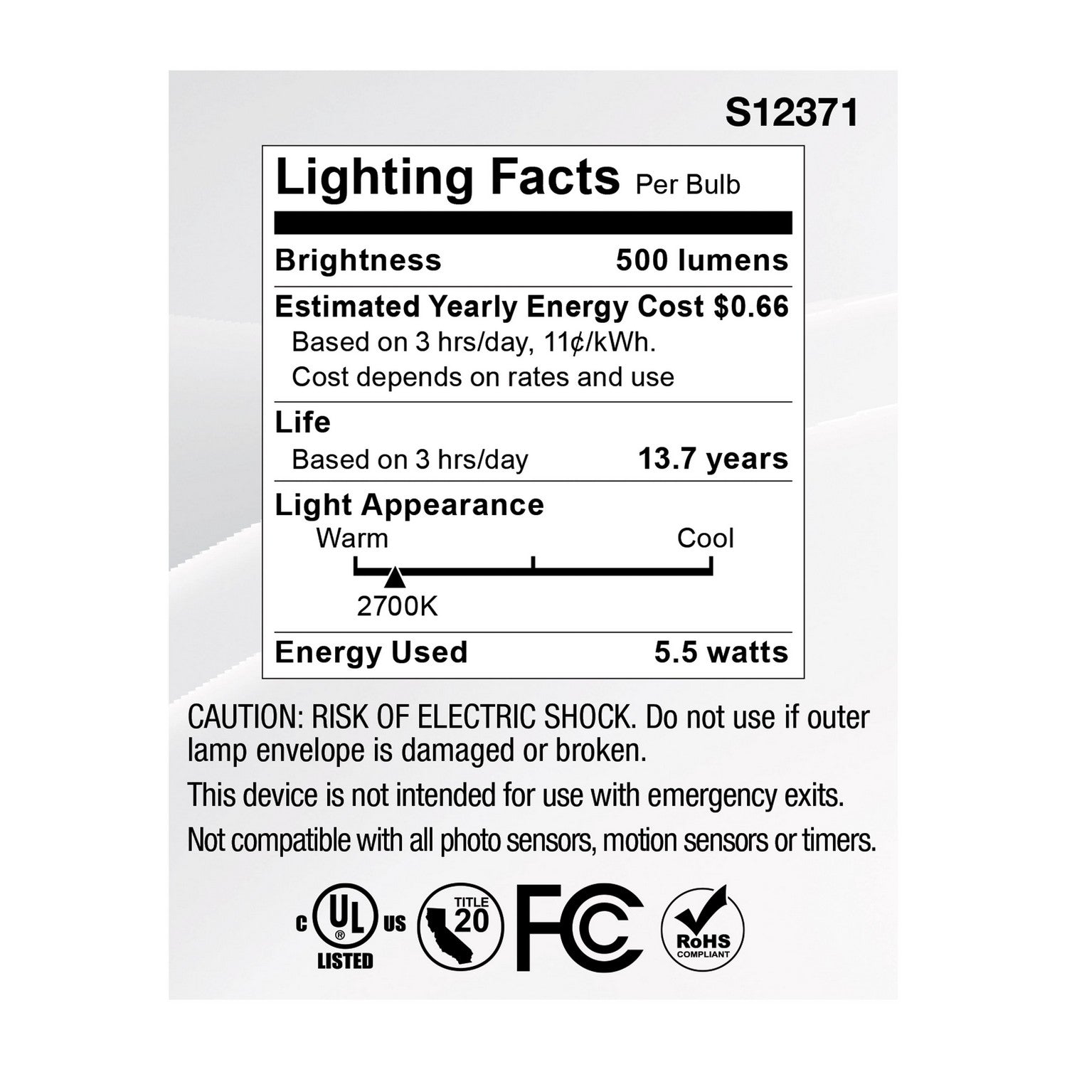 Satco - S12371 - Light Bulb - Clear