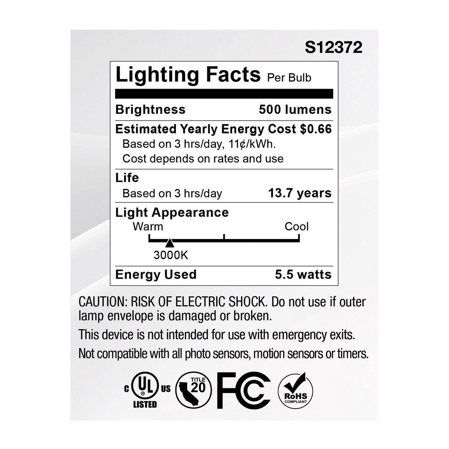 Satco - S12372 - Light Bulb - Clear