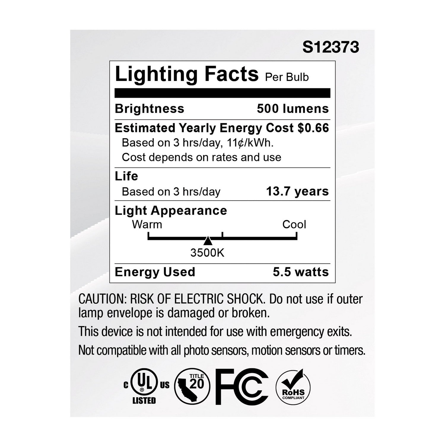 Satco - S12373 - Light Bulb - Clear