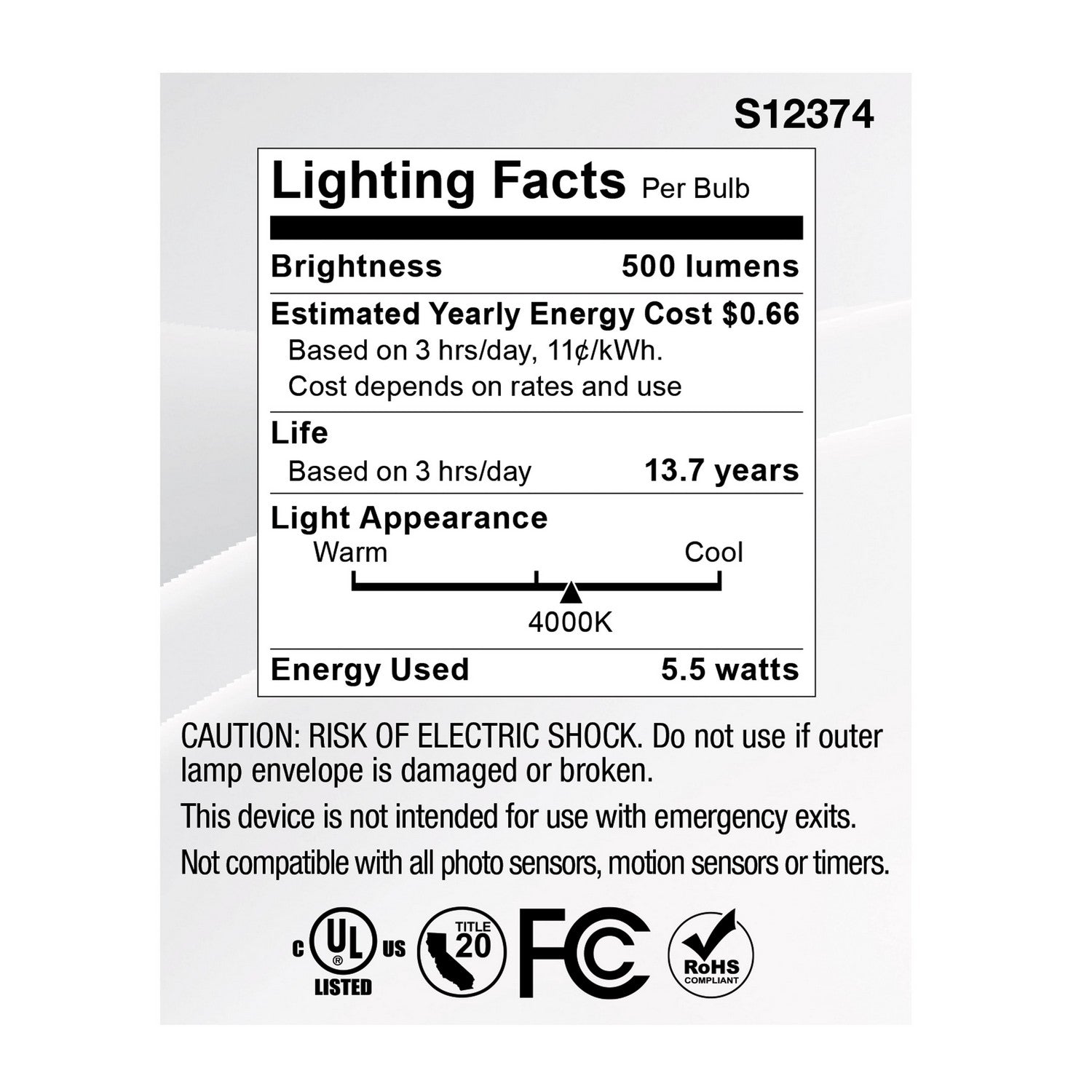Satco - S12374 - Light Bulb - Clear