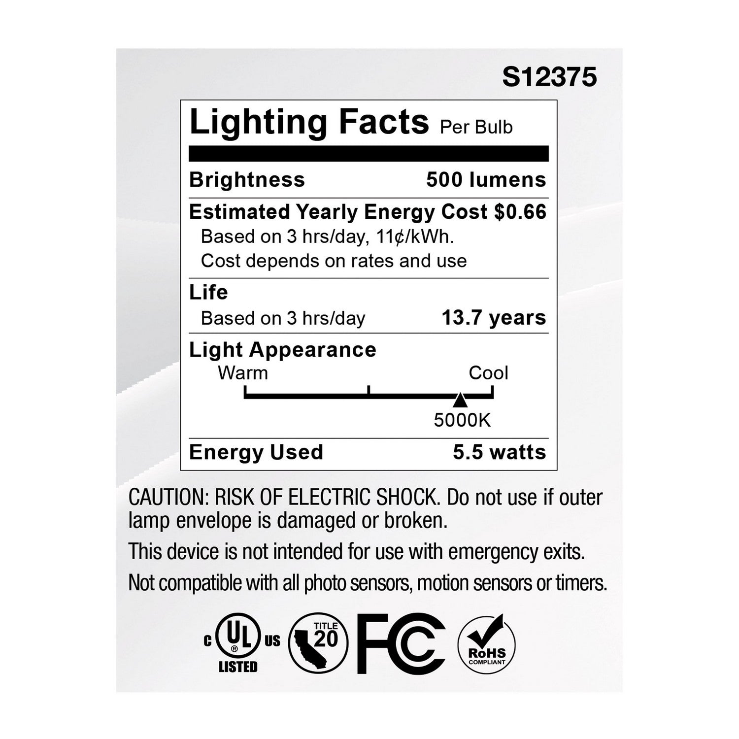 Satco - S12375 - Light Bulb - Clear