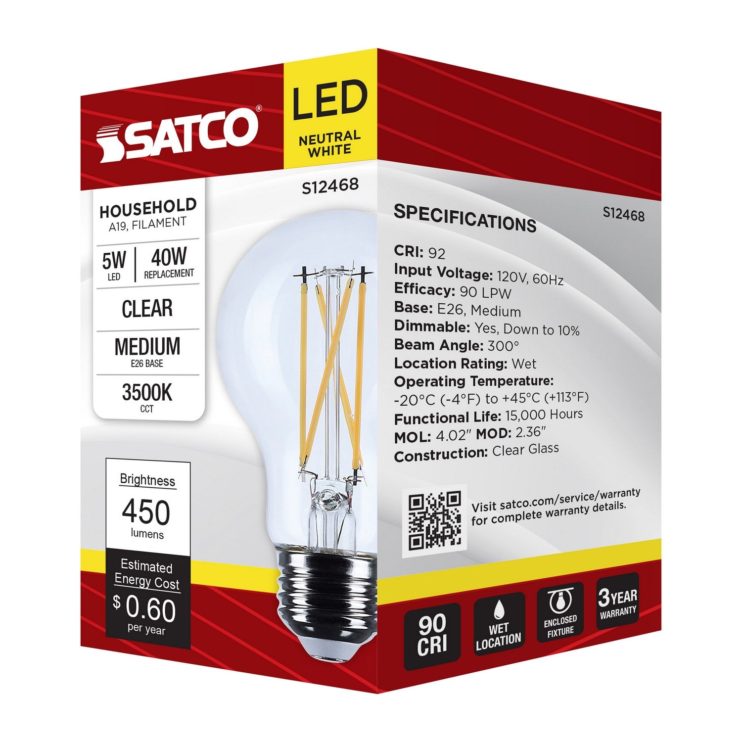 Satco - S12468 - Light Bulb - Clear