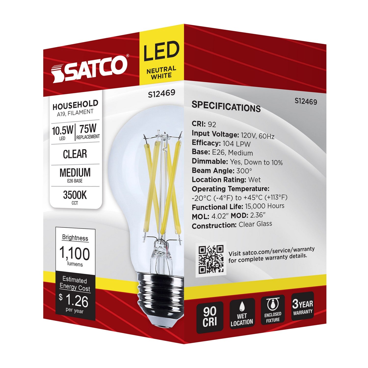 Satco - S12469 - Light Bulb - Clear