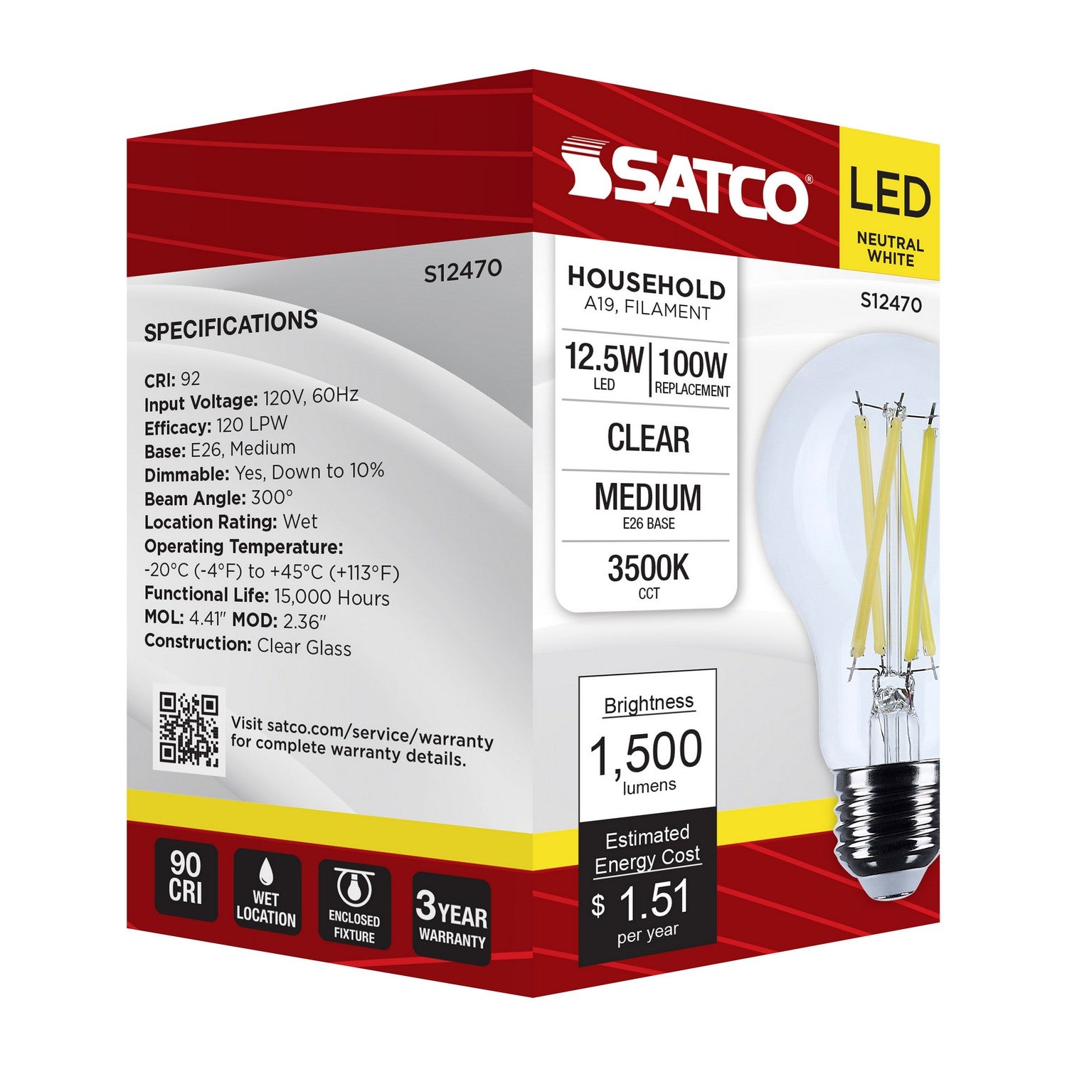 Satco - S12470 - Light Bulb - Clear