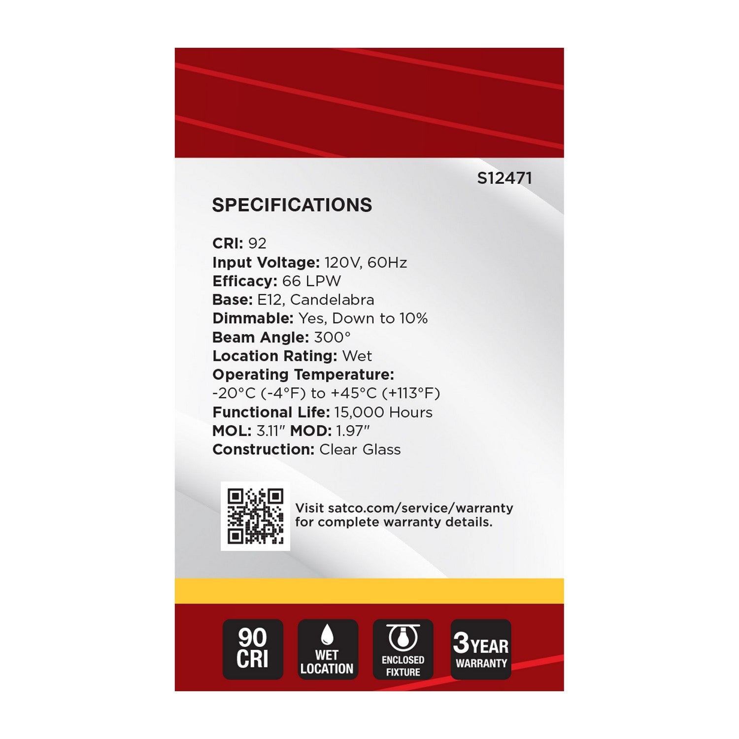 Satco - S12471 - Light Bulb - Clear