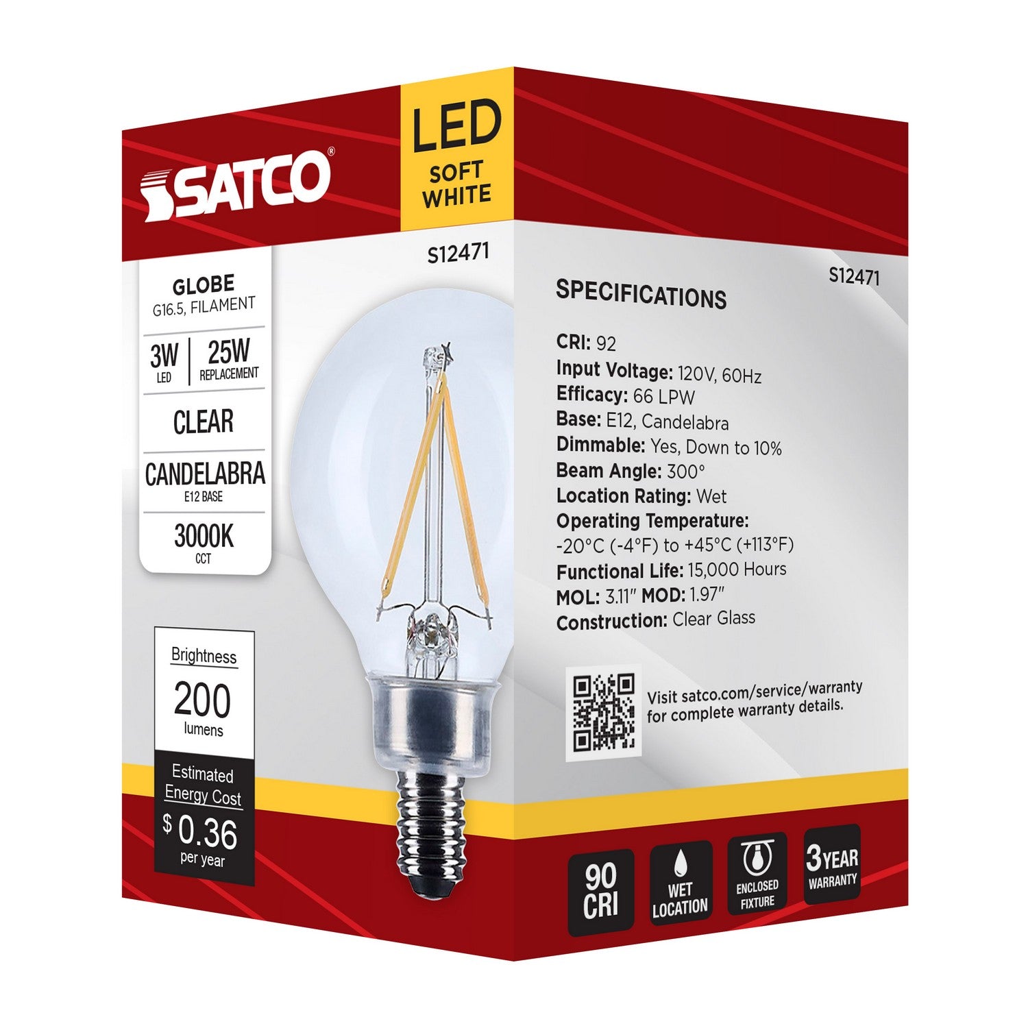 Satco - S12471 - Light Bulb - Clear