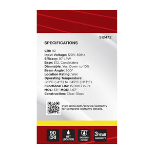 Satco - S12472 - Light Bulb - Clear