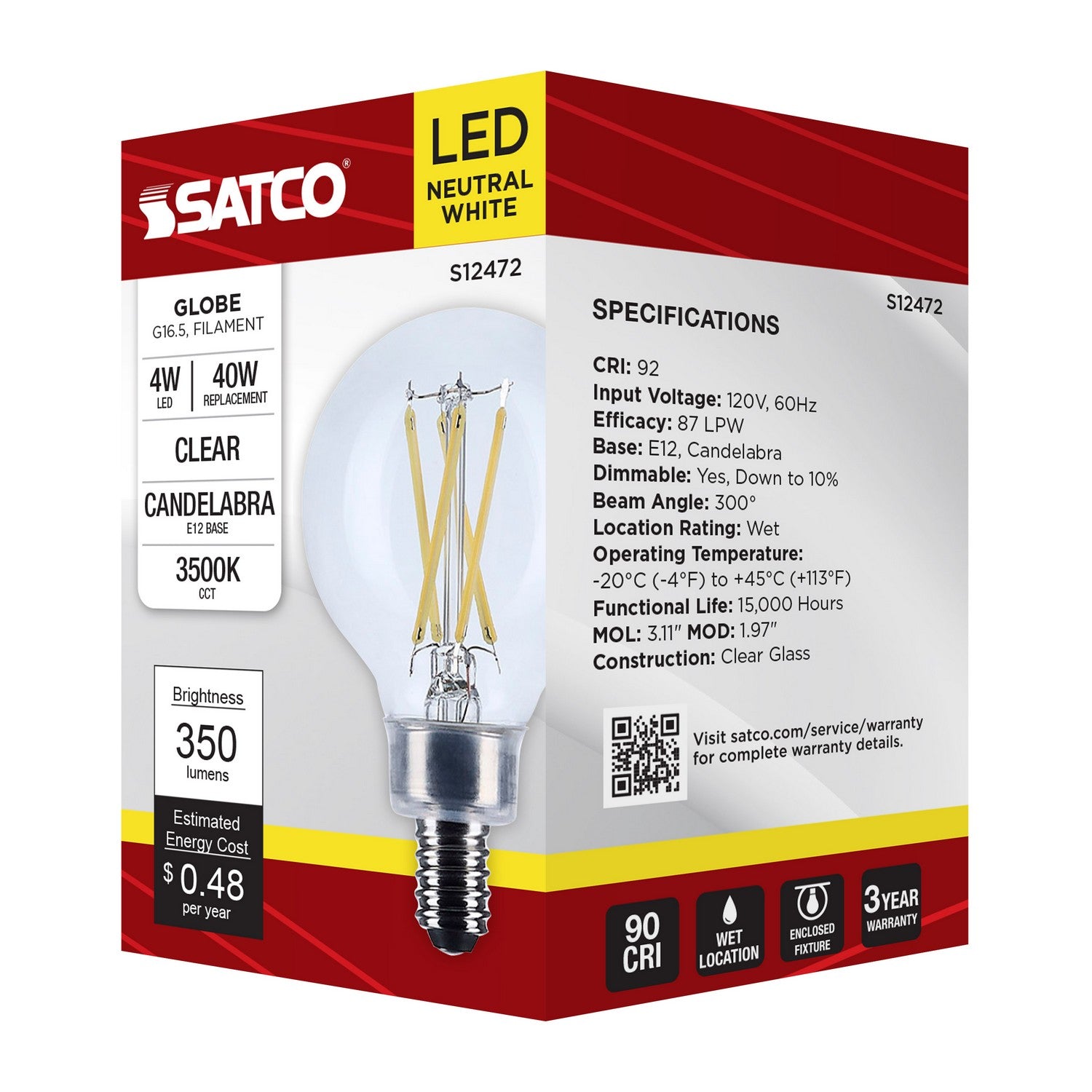 Satco - S12472 - Light Bulb - Clear