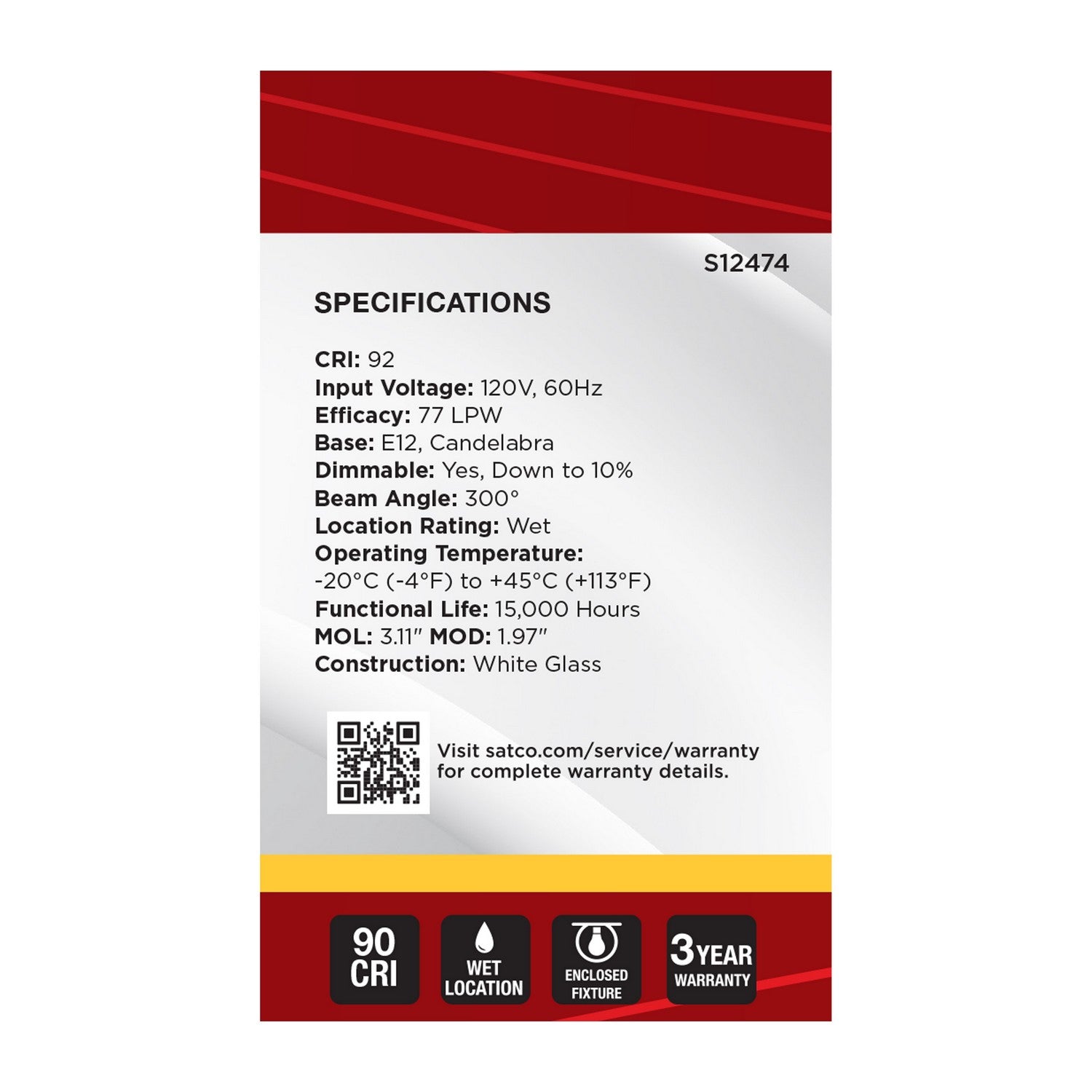Satco - S12474 - Light Bulb - White