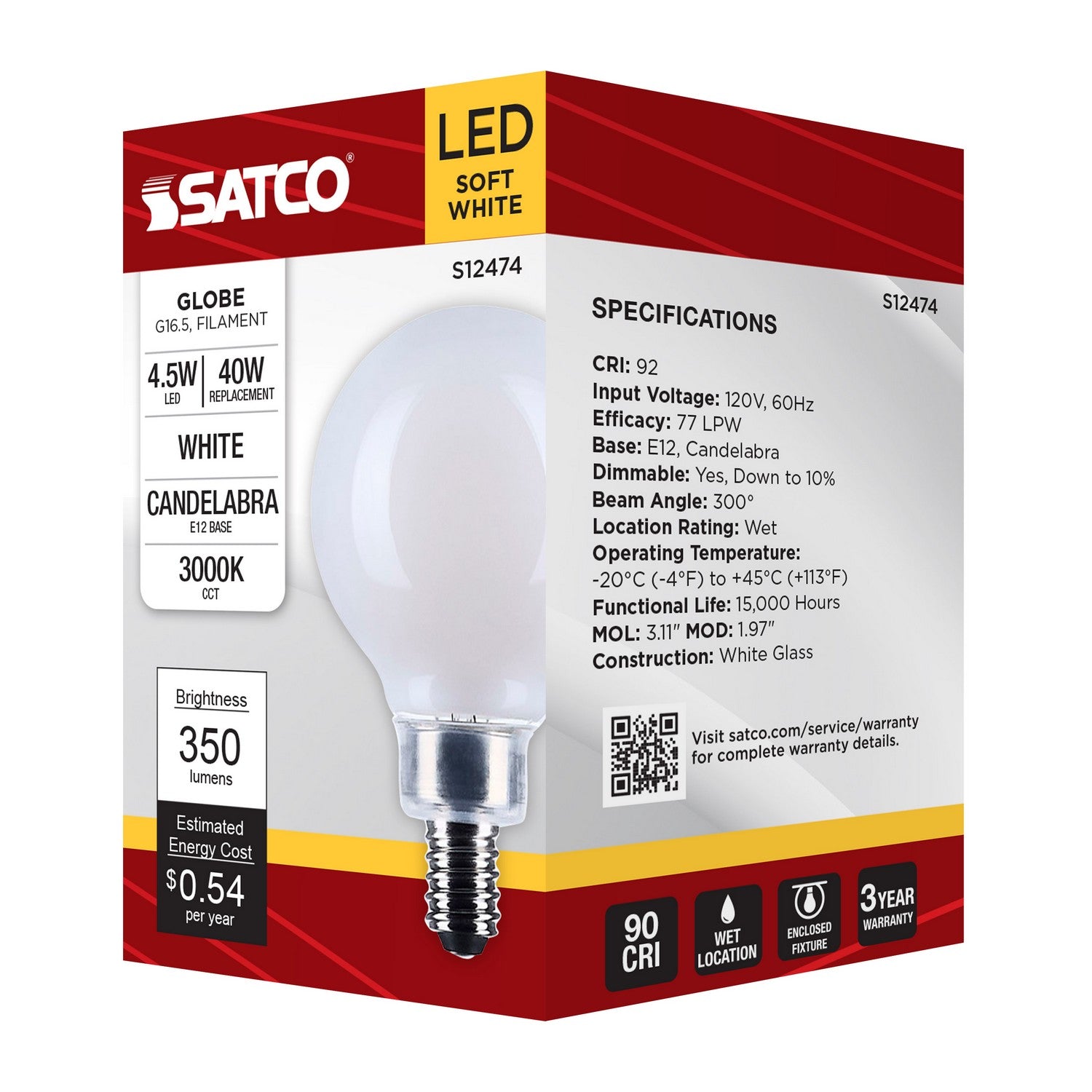 Satco - S12474 - Light Bulb - White