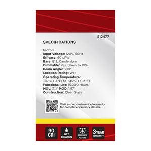 Satco - S12477 - Light Bulb - Clear