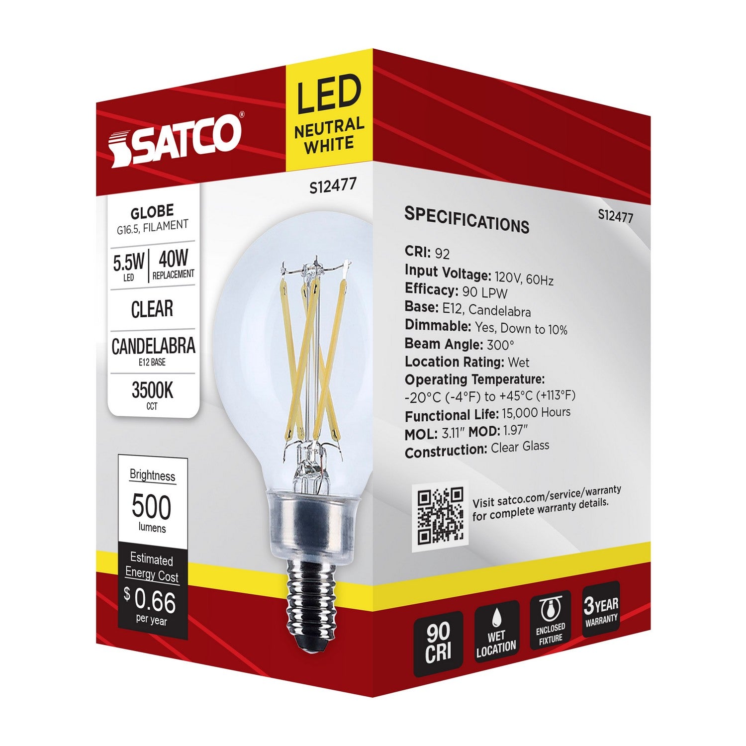 Satco - S12477 - Light Bulb - Clear