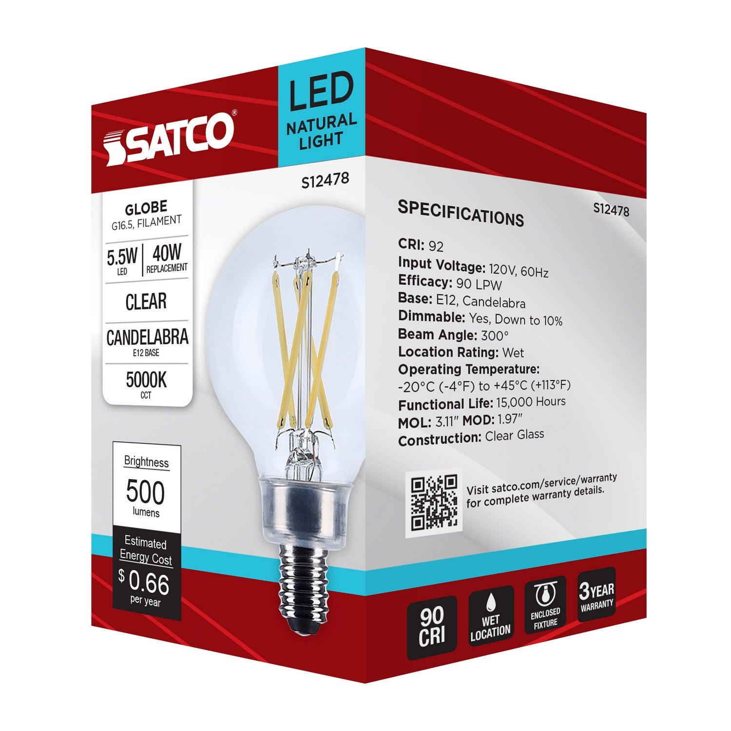 Satco - S12478 - Light Bulb - Clear