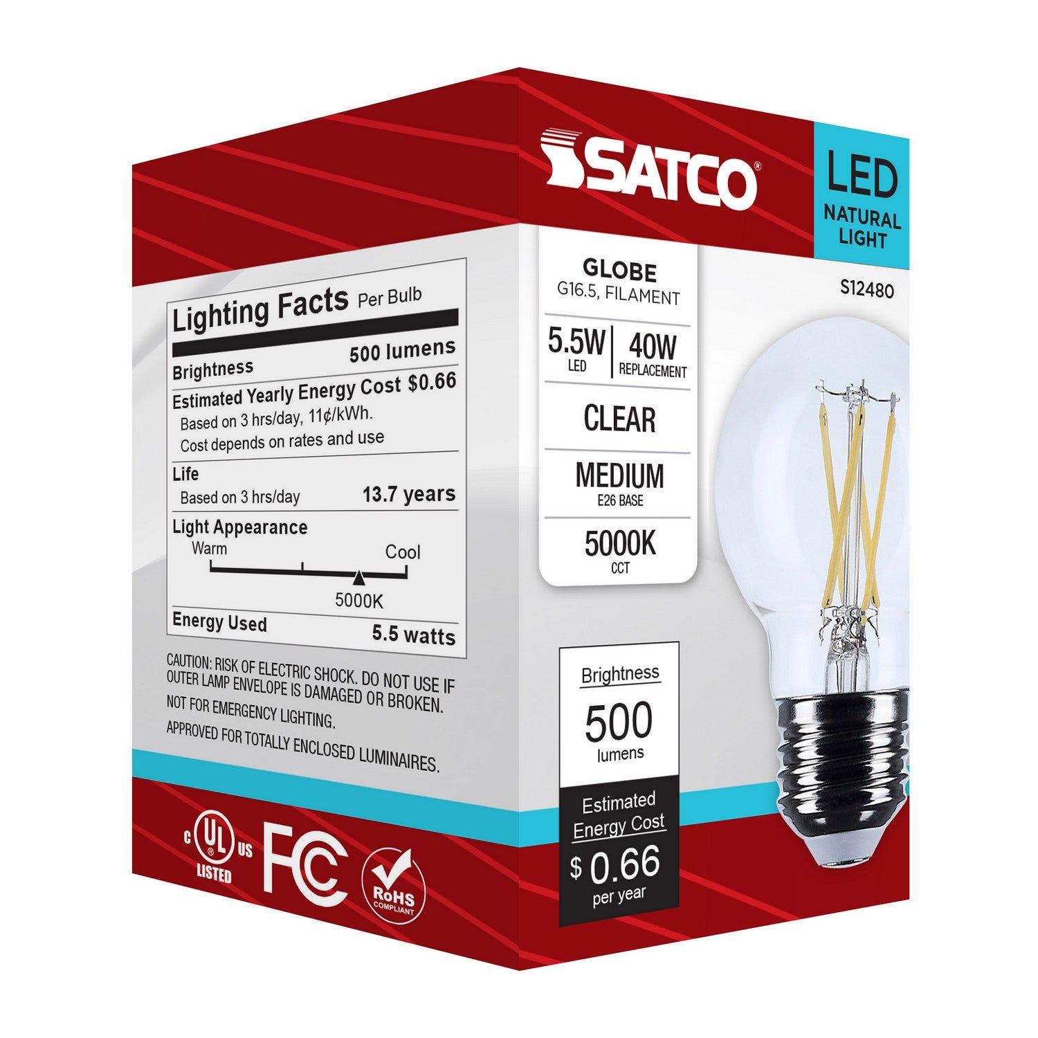 Satco - S12480 - Light Bulb - Clear