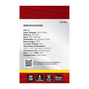 Satco - S12483 - Light Bulb - White