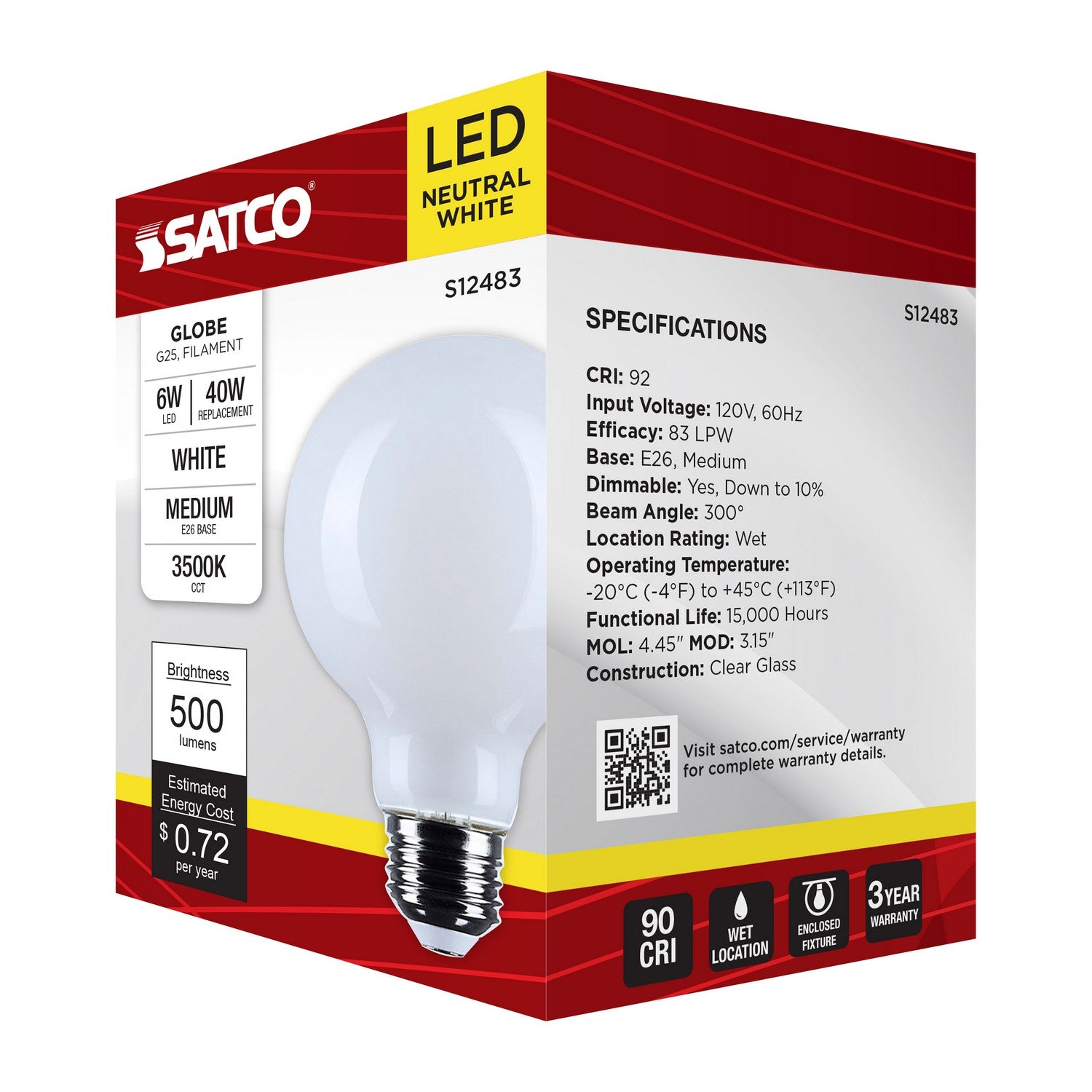 Satco - S12483 - Light Bulb - White