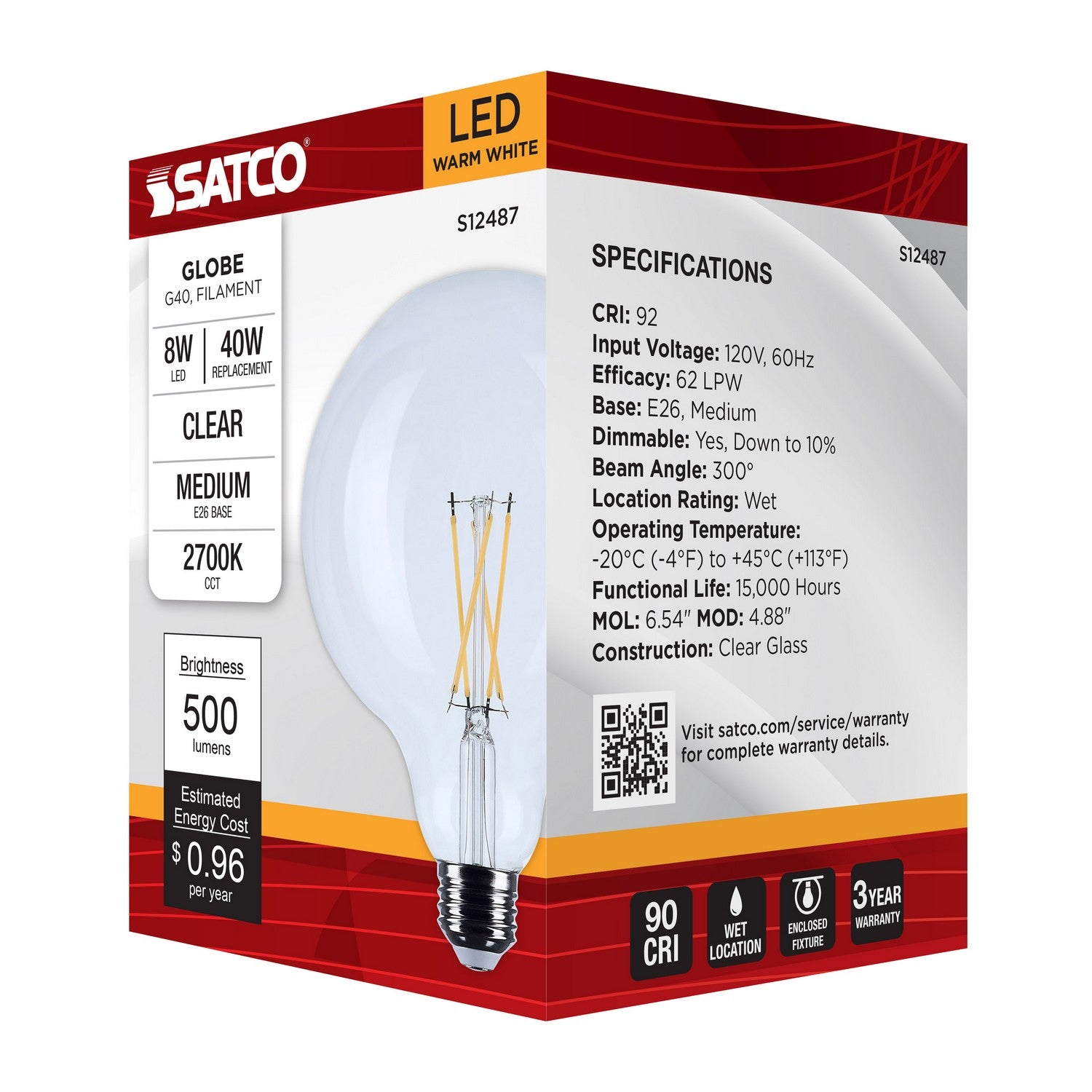 Satco - S12487 - Light Bulb - Clear
