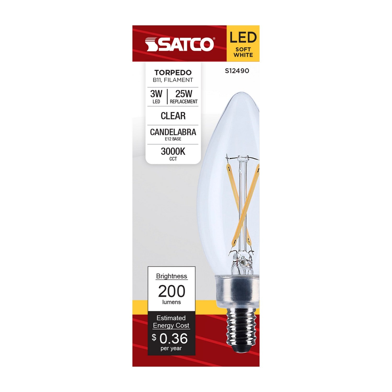 Satco - S12490 - Light Bulb - Clear