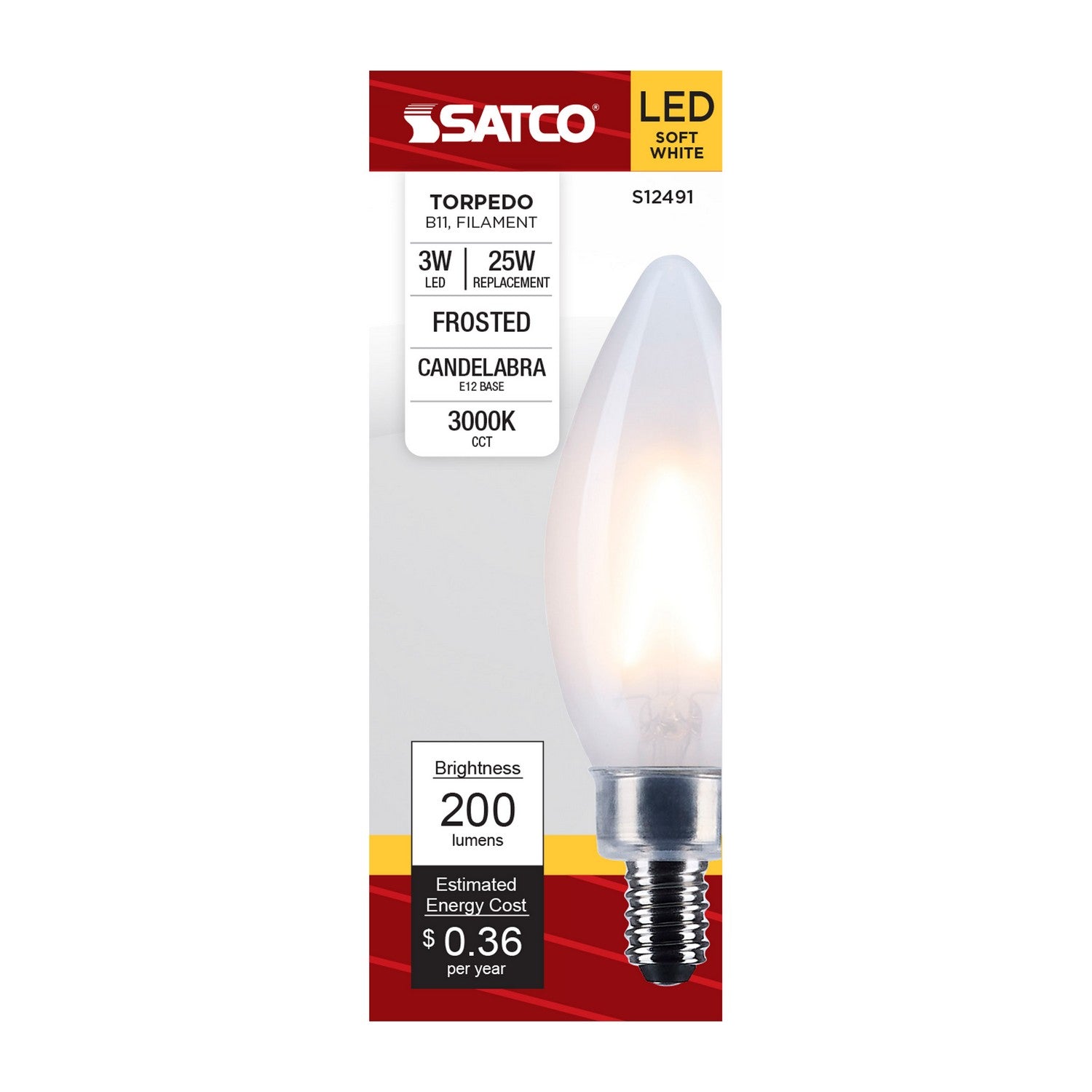 Satco - S12491 - Light Bulb - Frost