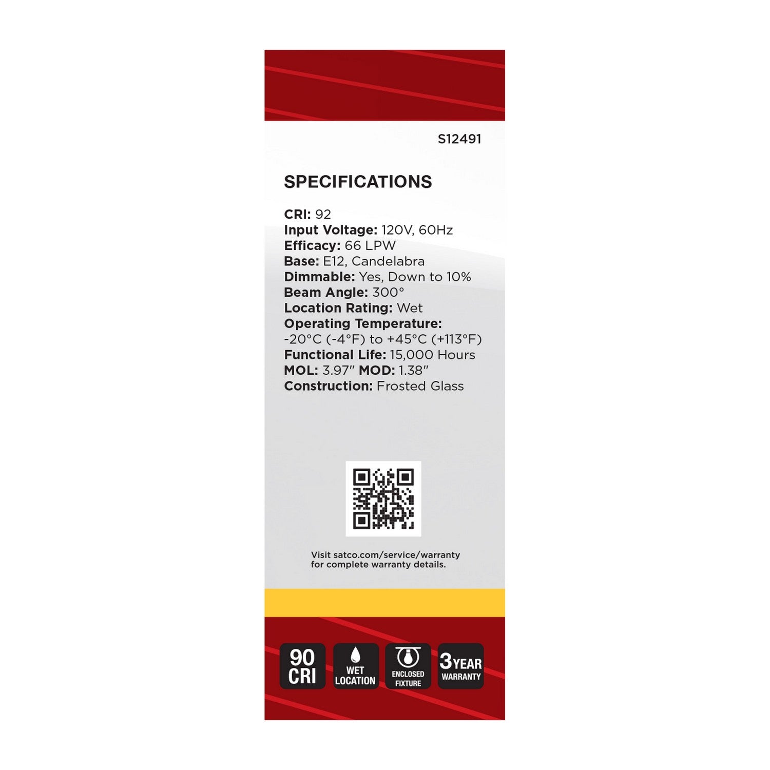 Satco - S12491 - Light Bulb - Frost