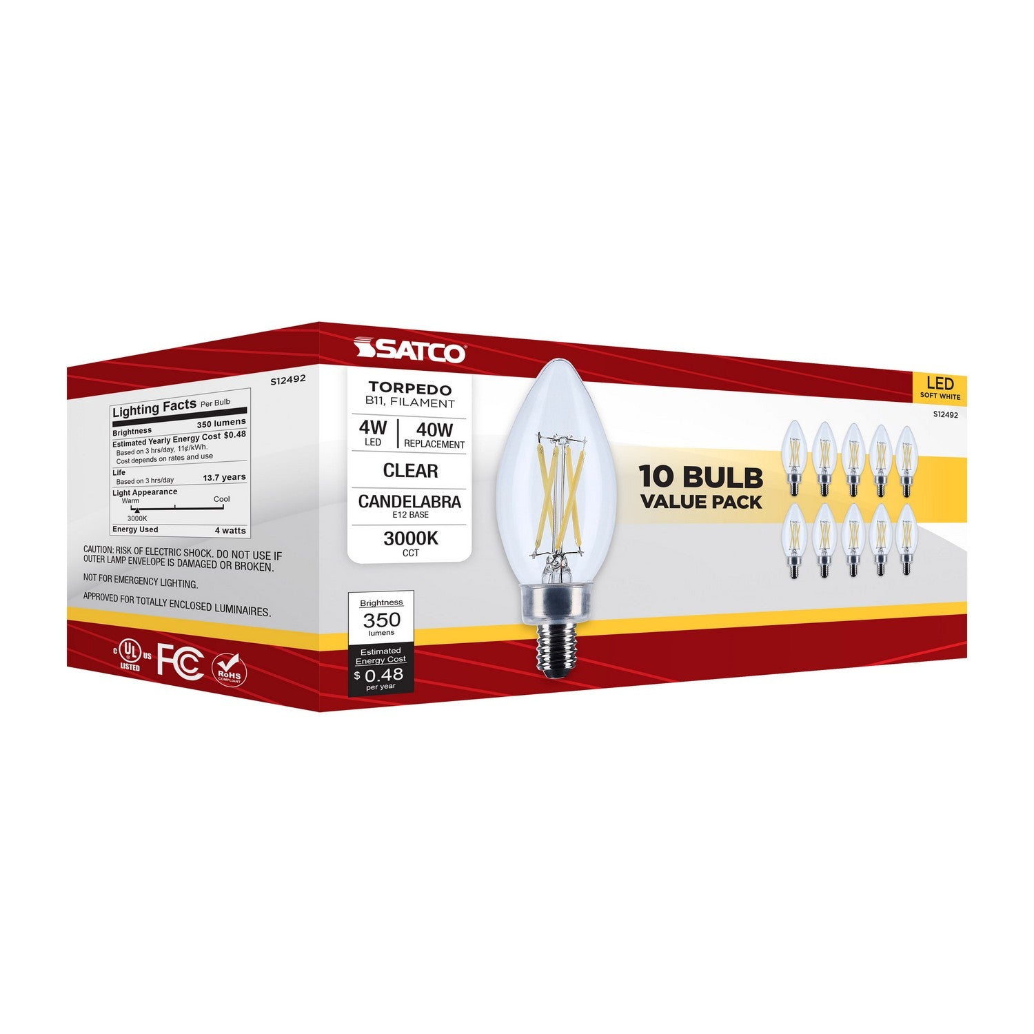 Satco - S12492 - Light Bulb - Clear