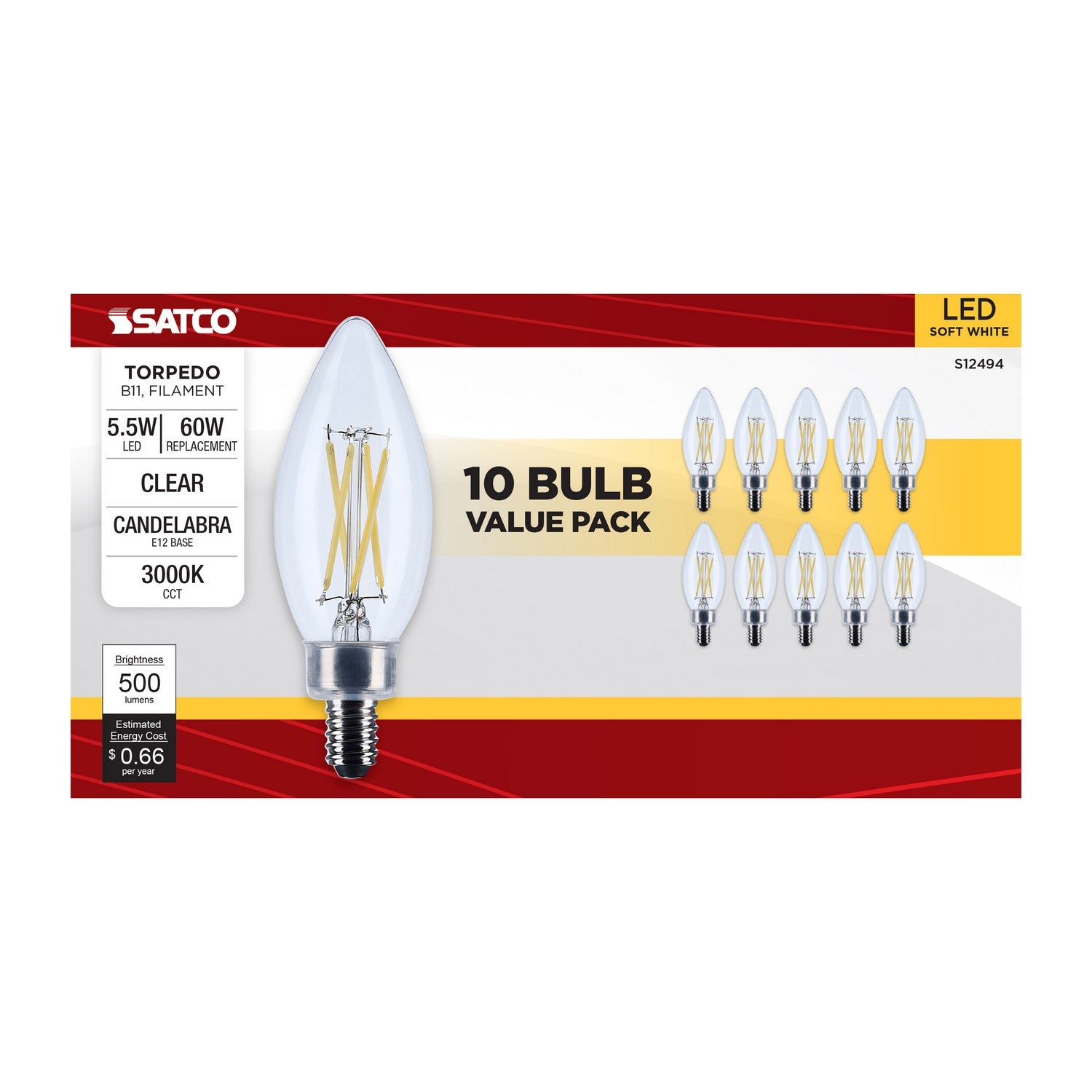 Satco - S12494 - Light Bulb - Clear