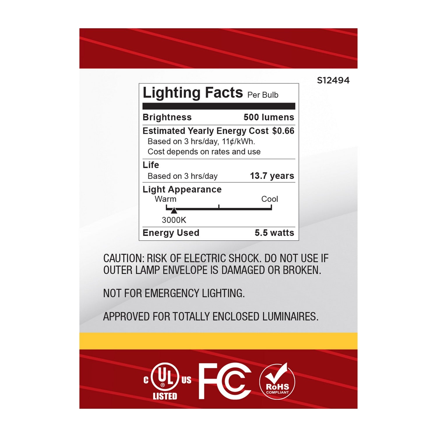 Satco - S12494 - Light Bulb - Clear