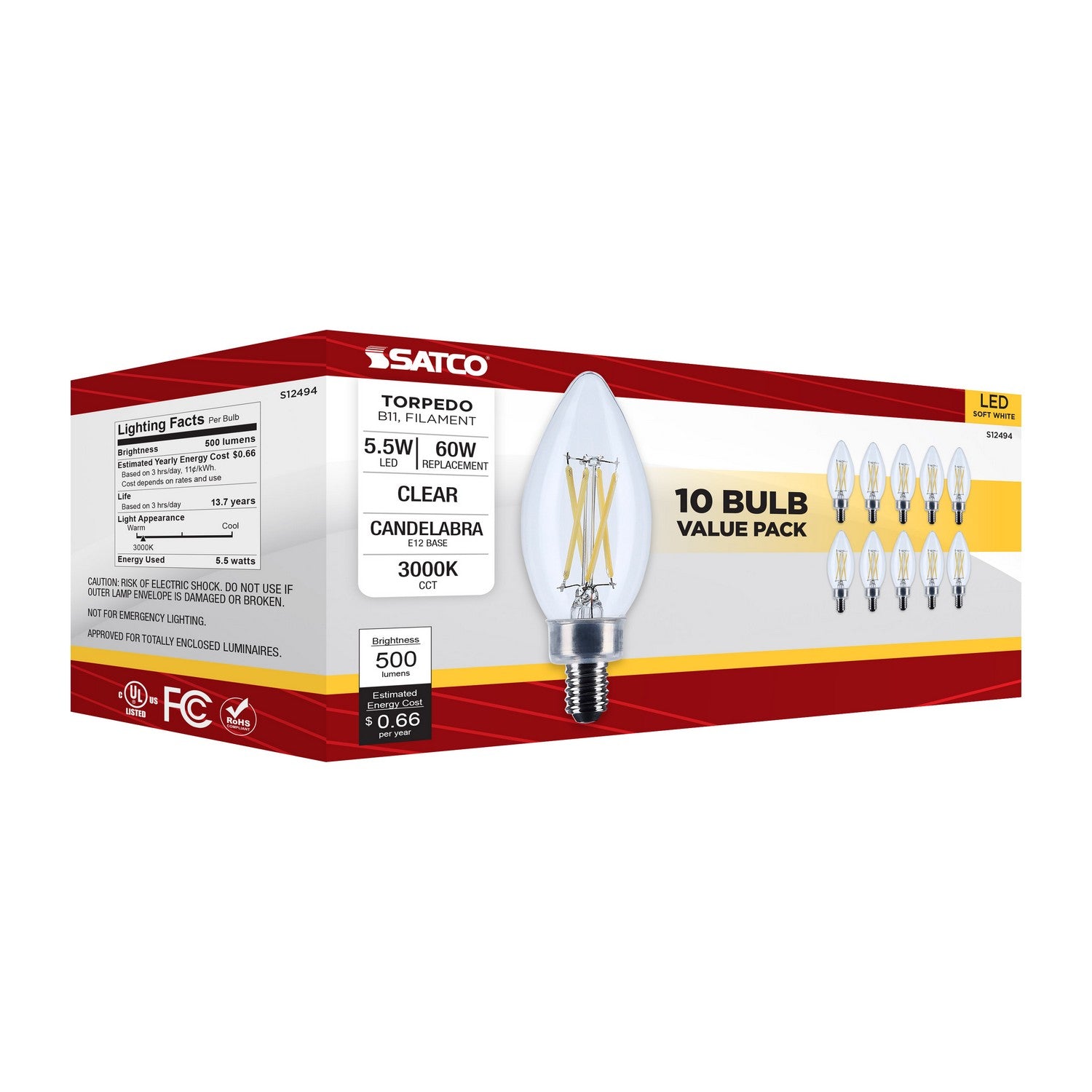 Satco - S12494 - Light Bulb - Clear