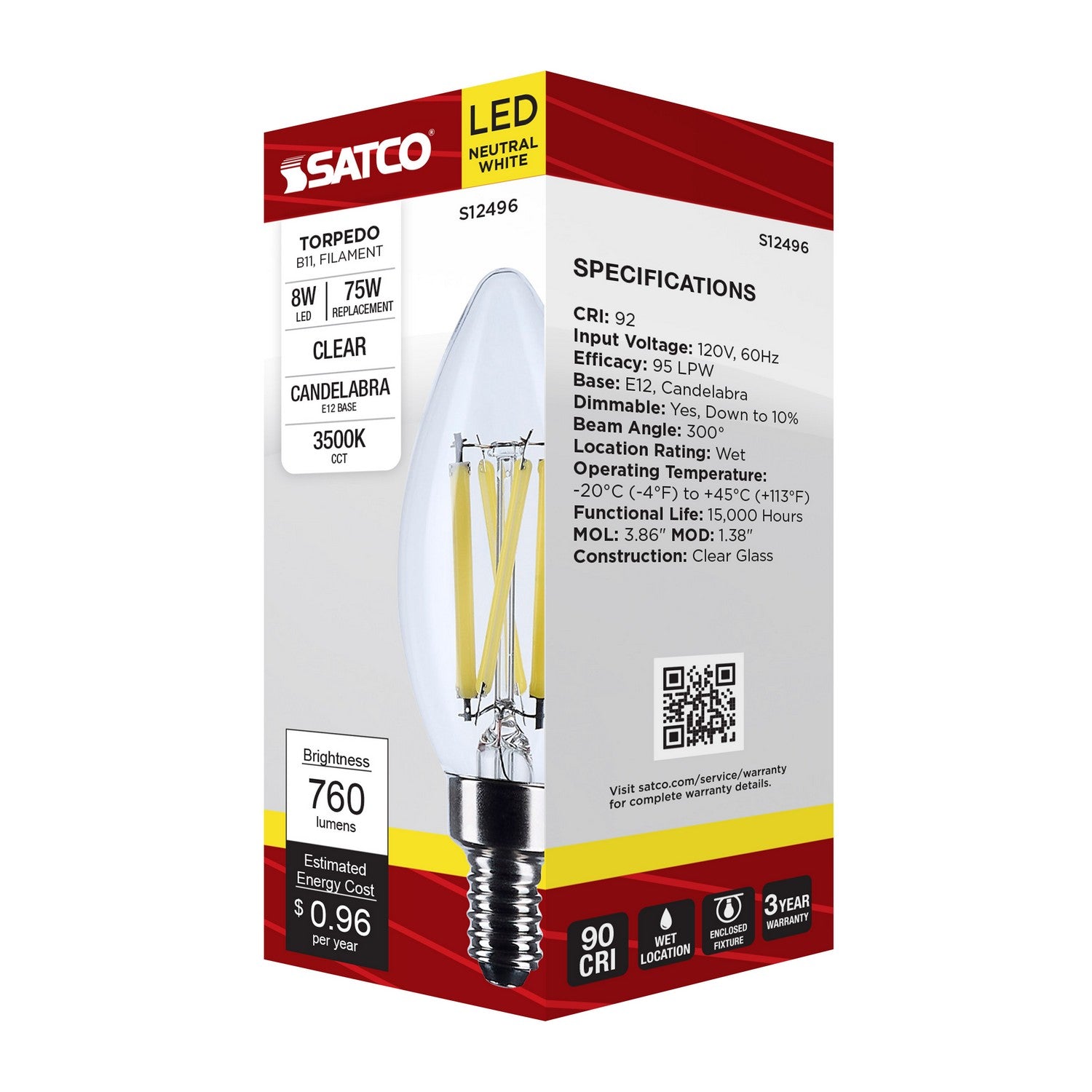 Satco - S12496 - Light Bulb - Clear