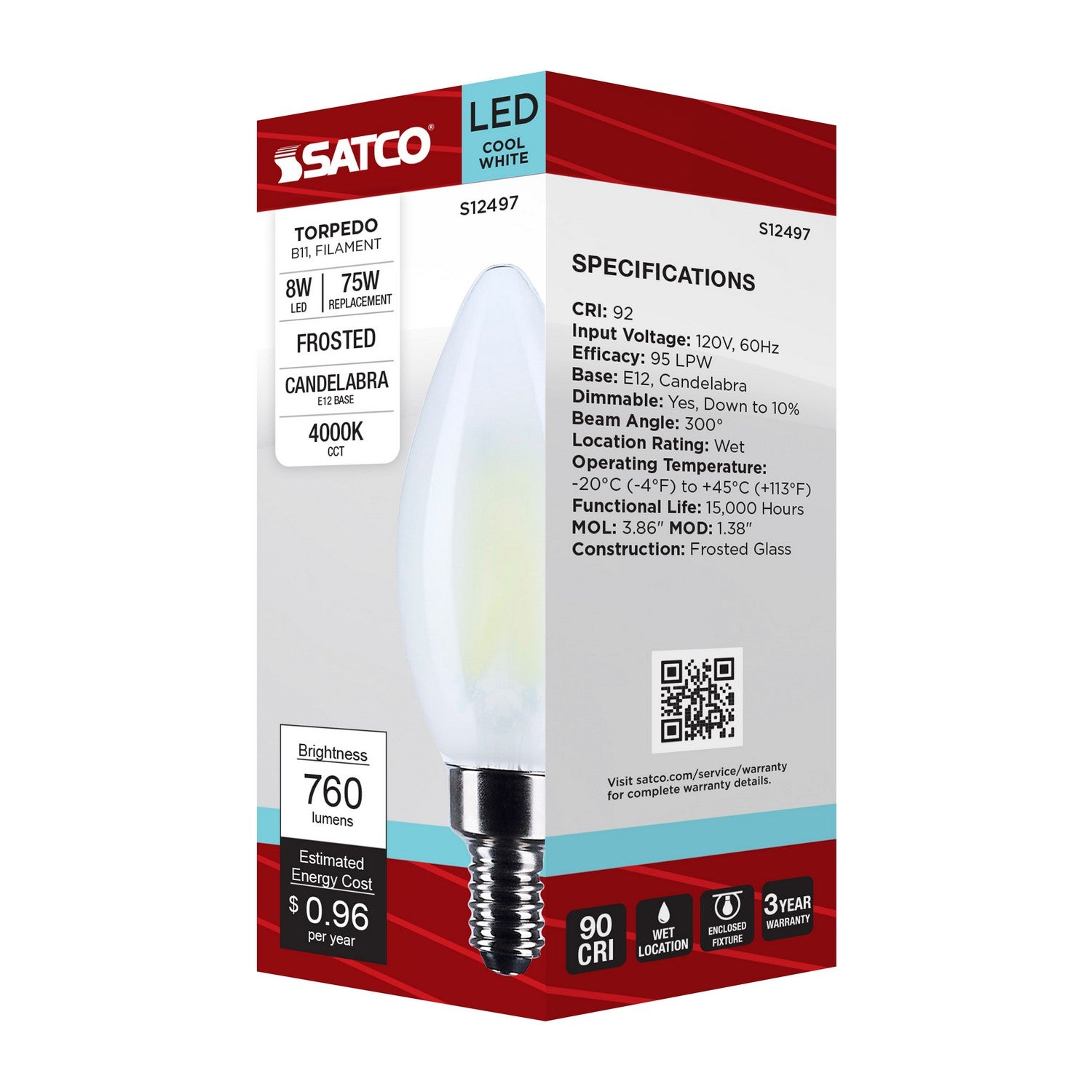 Satco - S12497 - Light Bulb - Frost