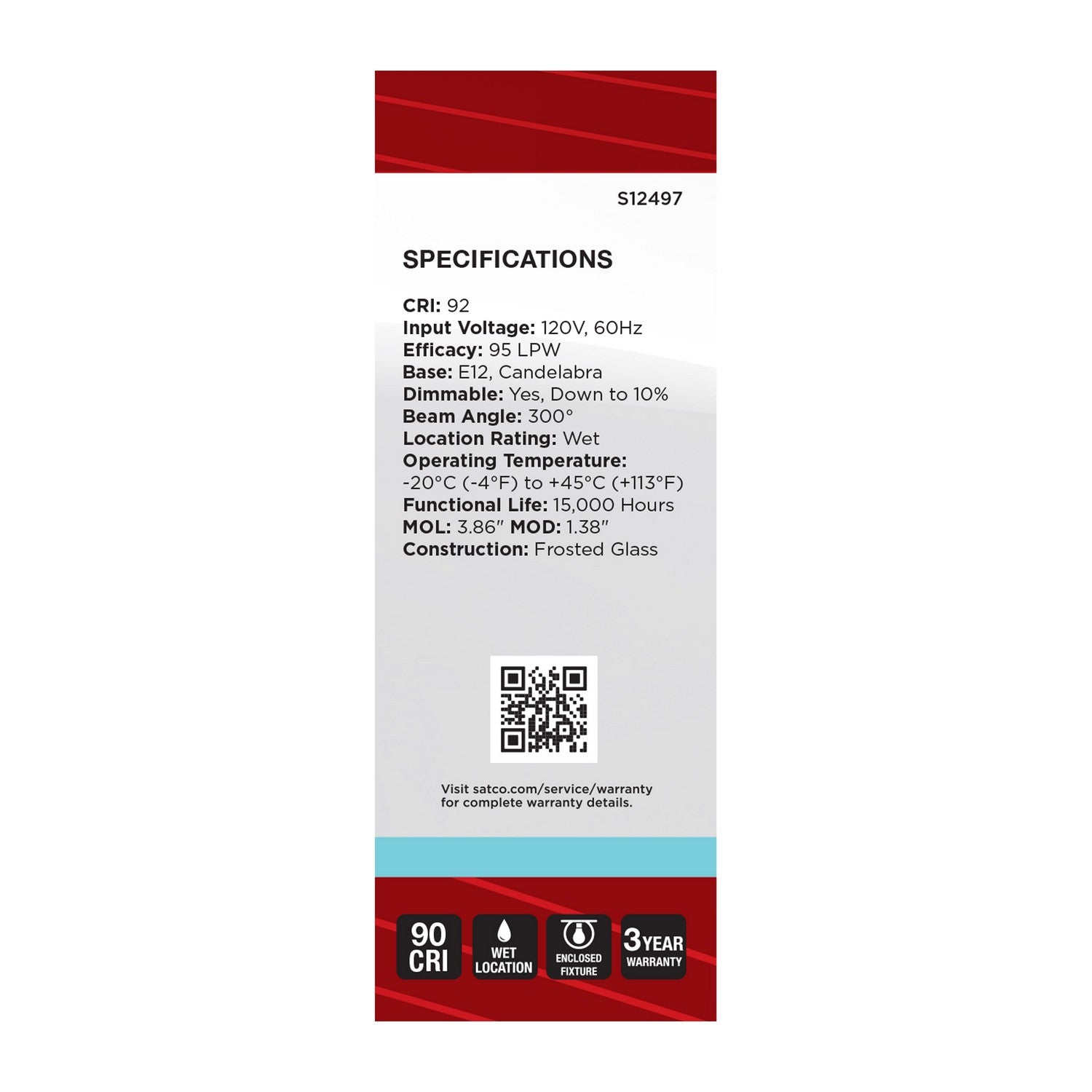 Satco - S12497 - Light Bulb - Frost
