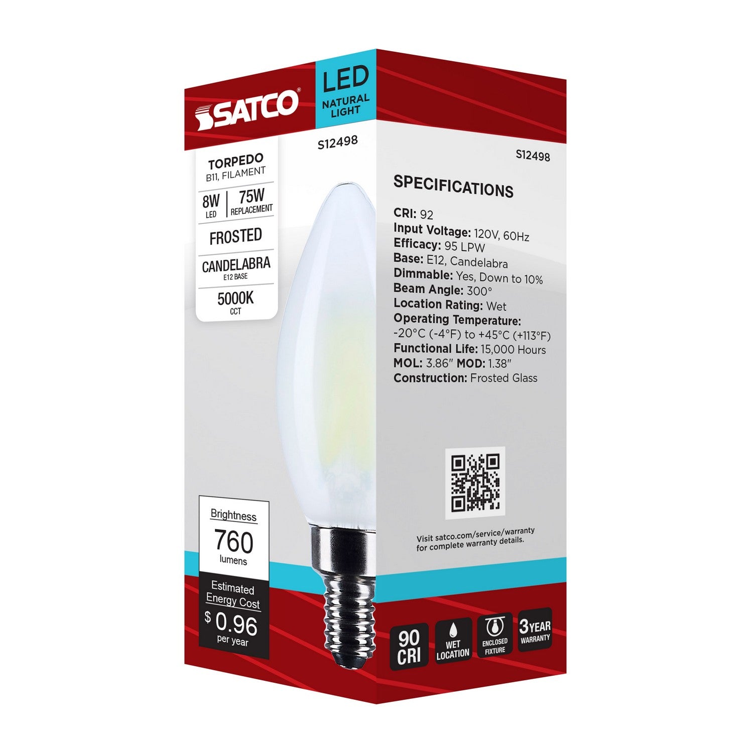 Satco - S12498 - Light Bulb - Frost