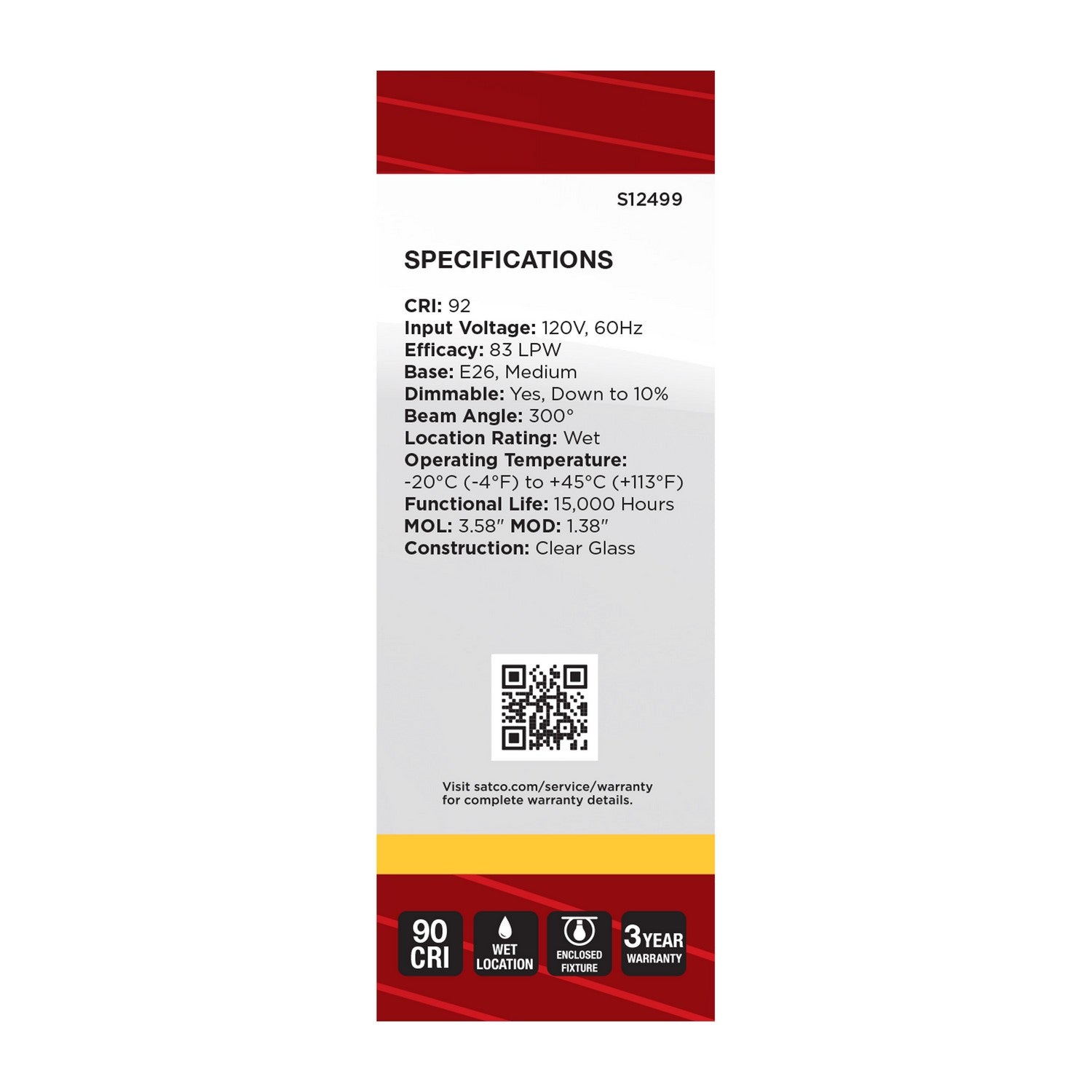 Satco - S12499 - Light Bulb - Clear