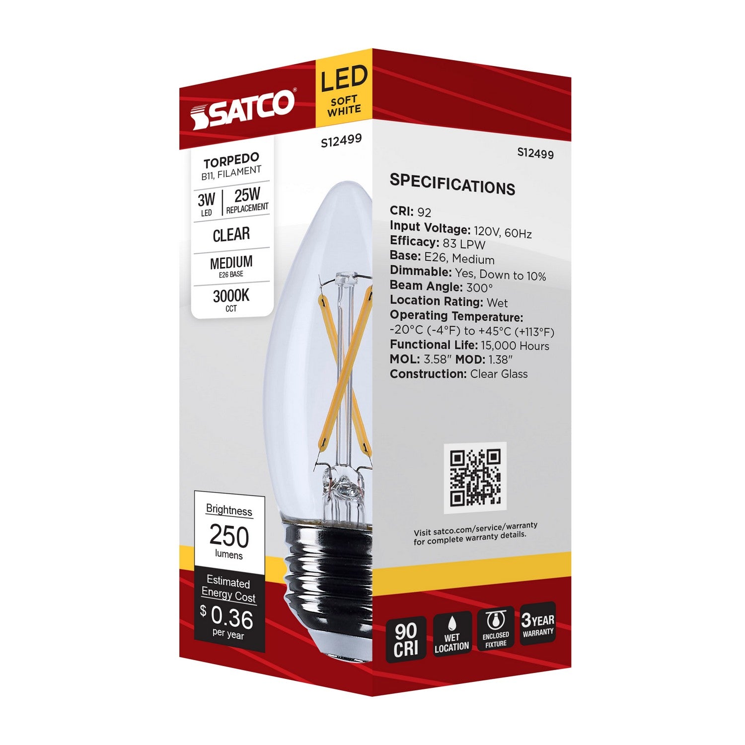 Satco - S12499 - Light Bulb - Clear