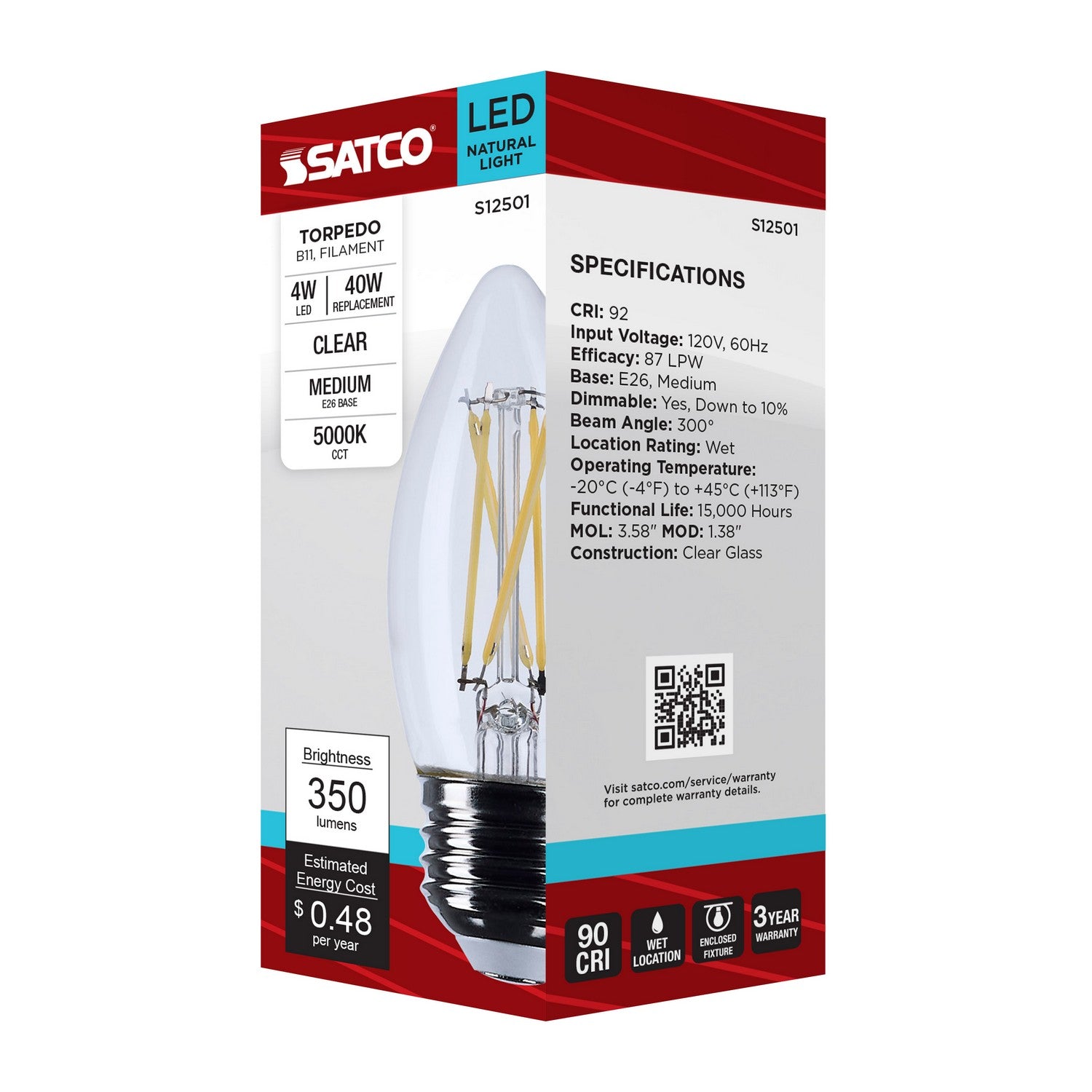 Satco - S12501 - Light Bulb - Clear