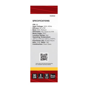 Satco - S12502 - Light Bulb - Clear