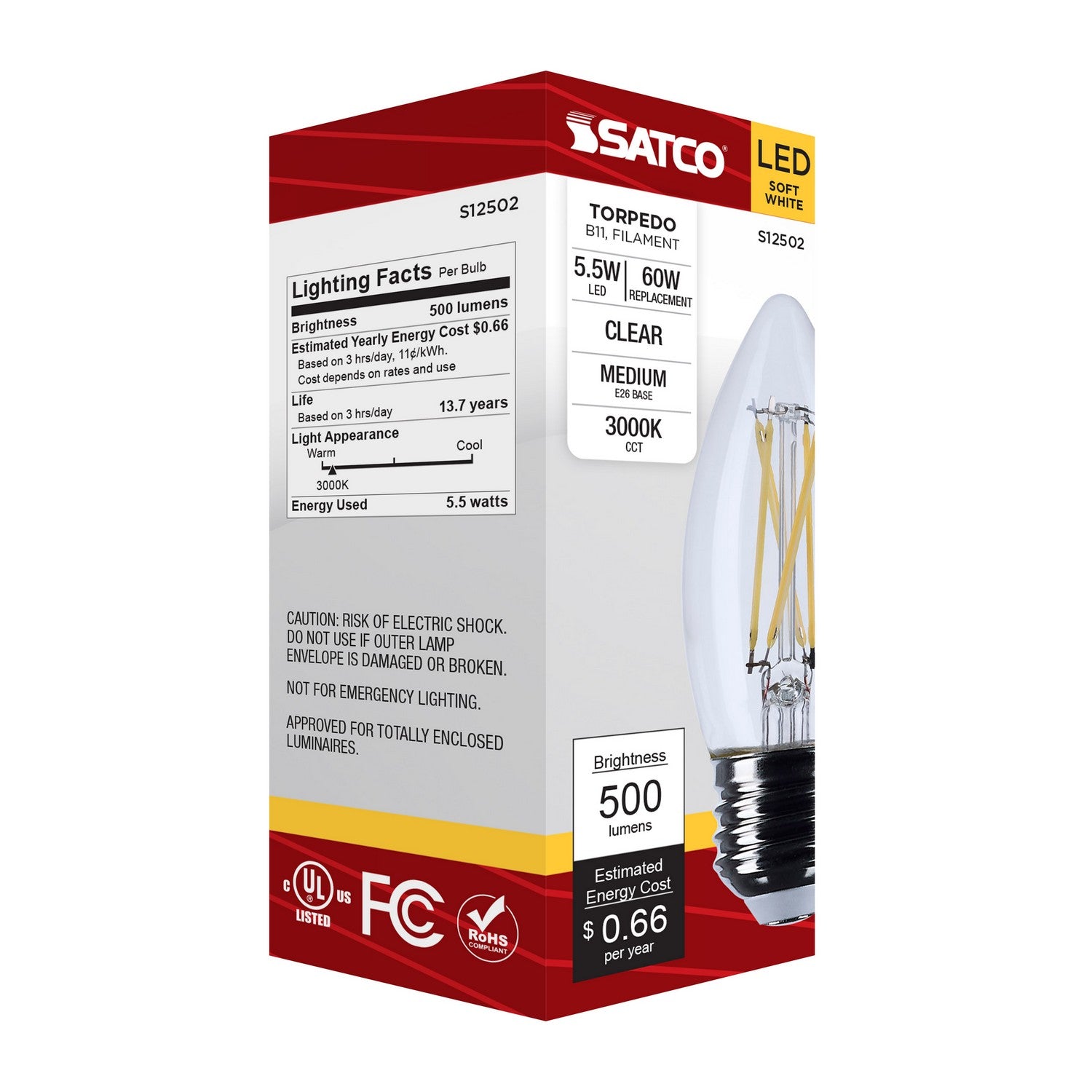 Satco - S12502 - Light Bulb - Clear