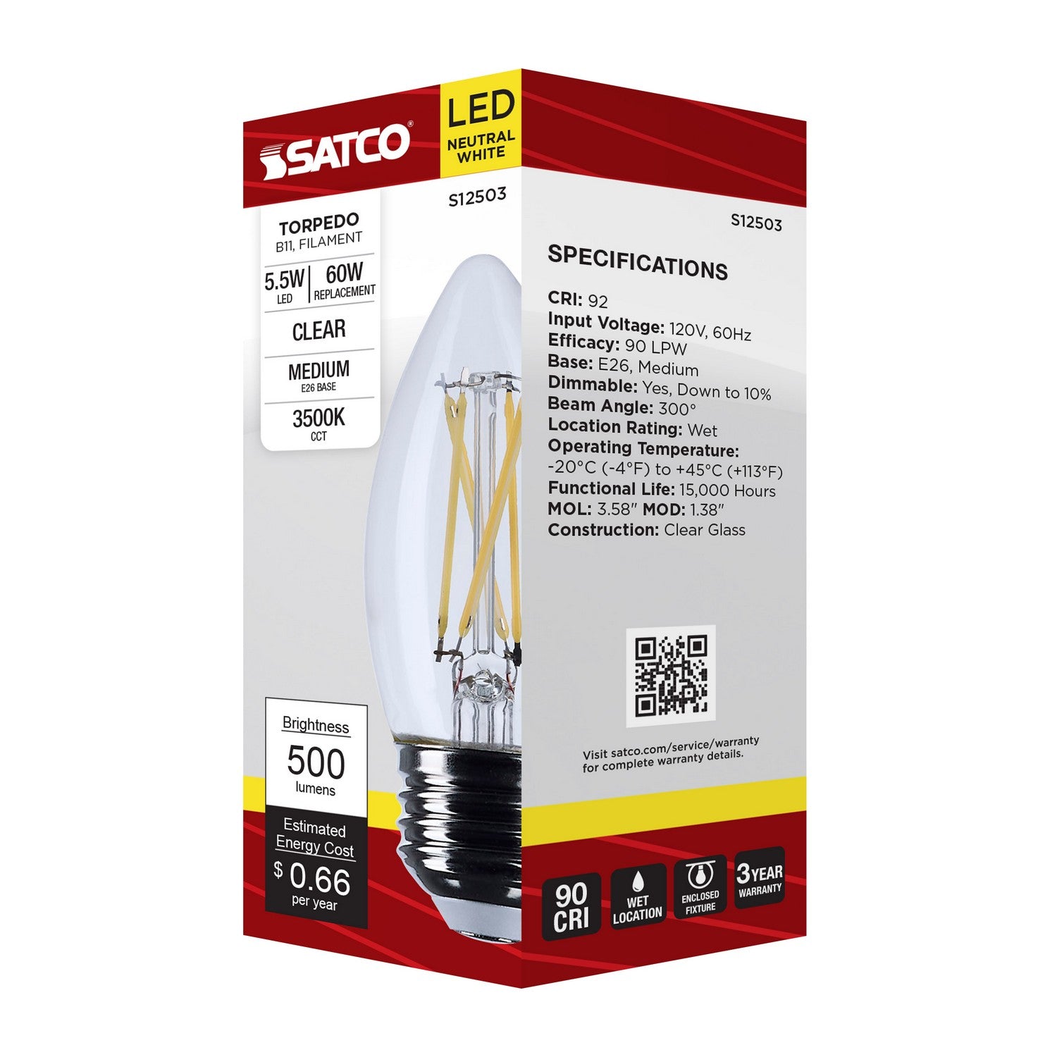 Satco - S12503 - Light Bulb - Clear