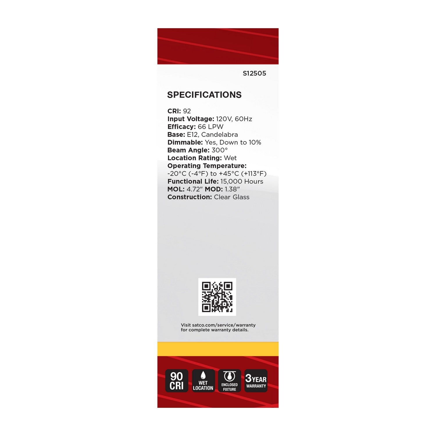 Satco - S12505 - Light Bulb - Clear