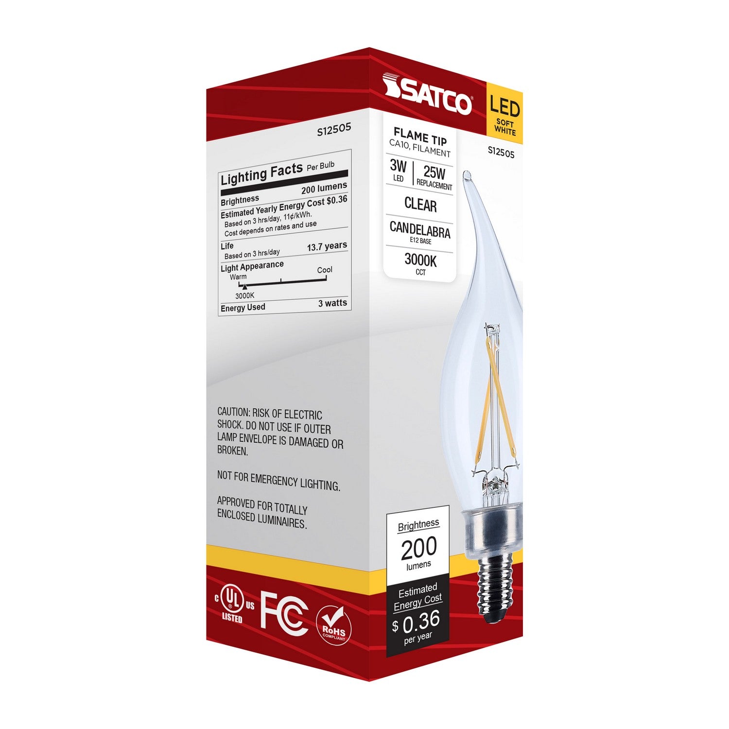 Satco - S12505 - Light Bulb - Clear
