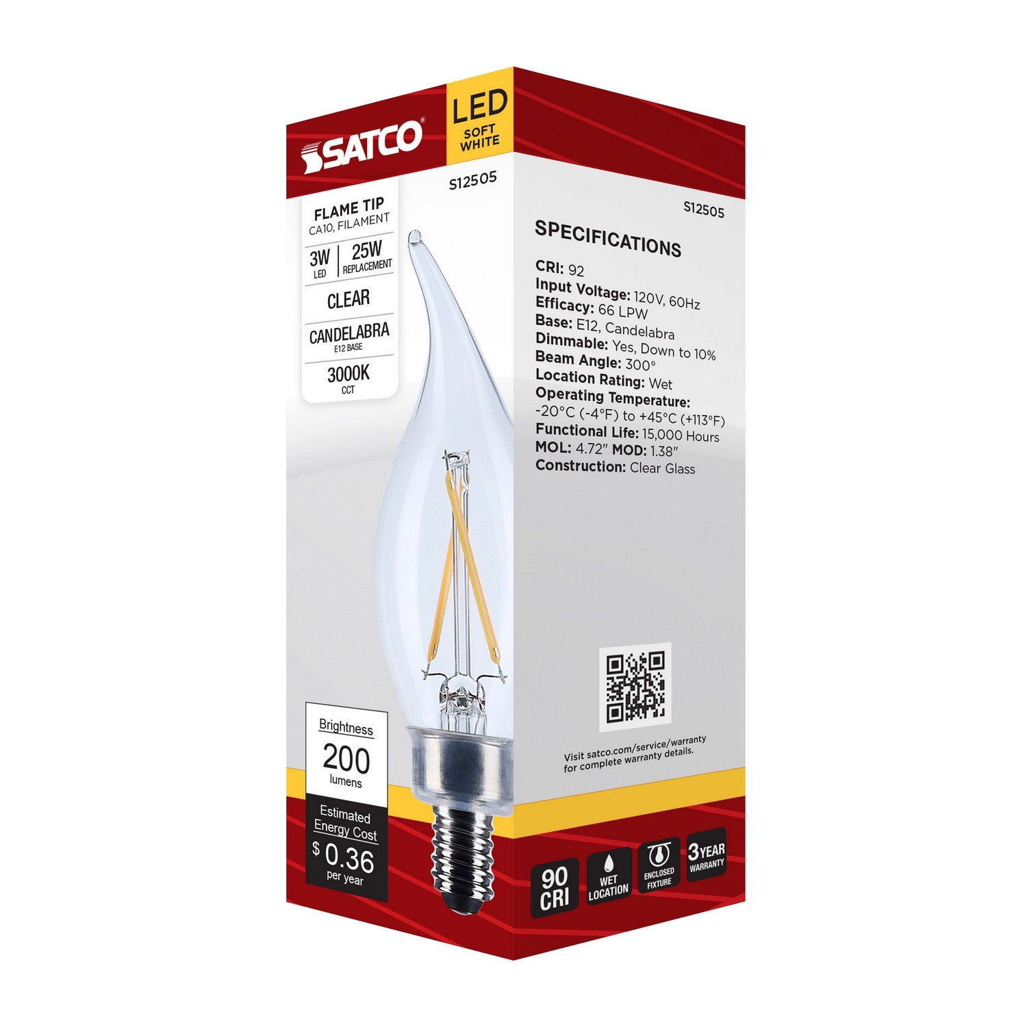 Satco - S12505 - Light Bulb - Clear