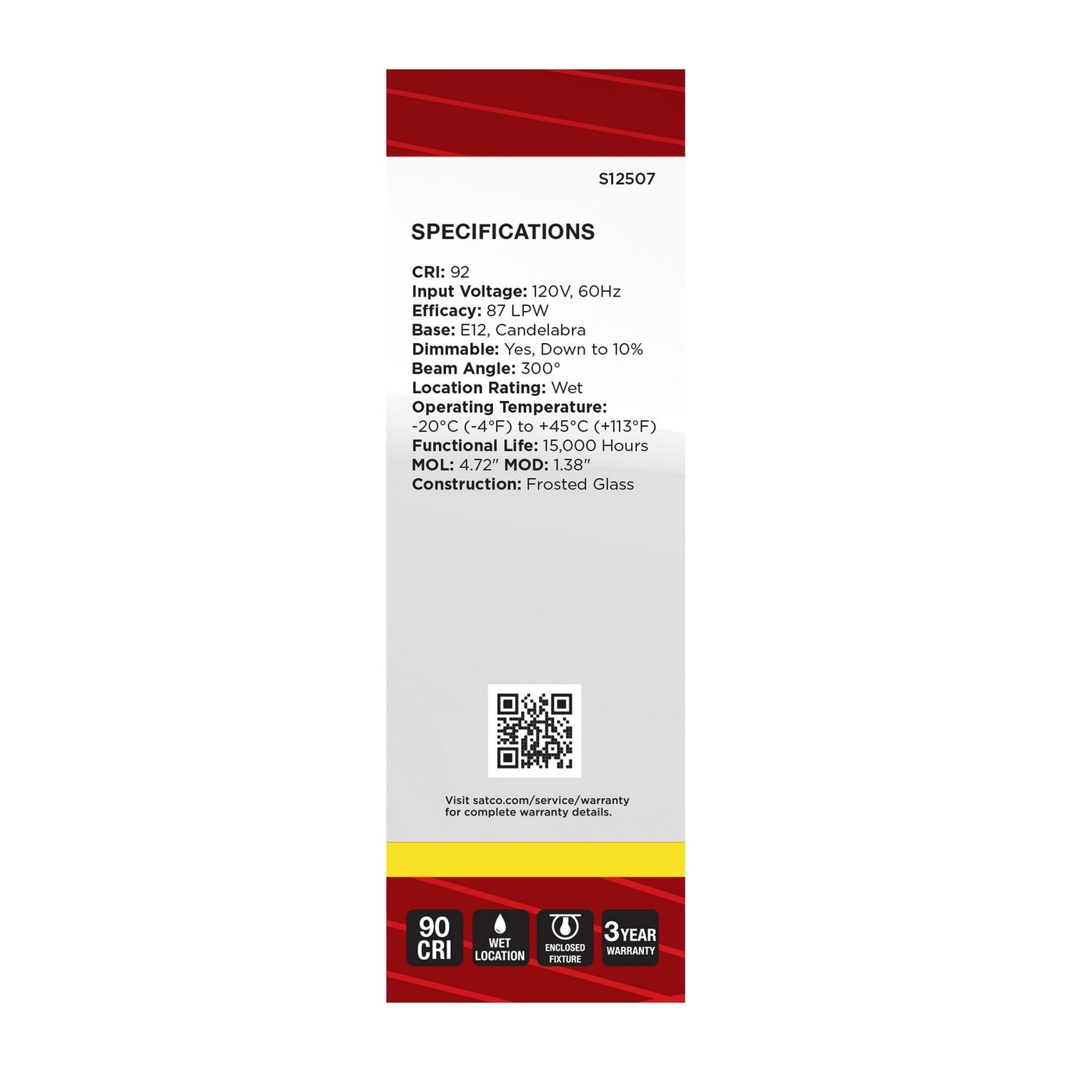 Satco - S12507 - Light Bulb - Frost