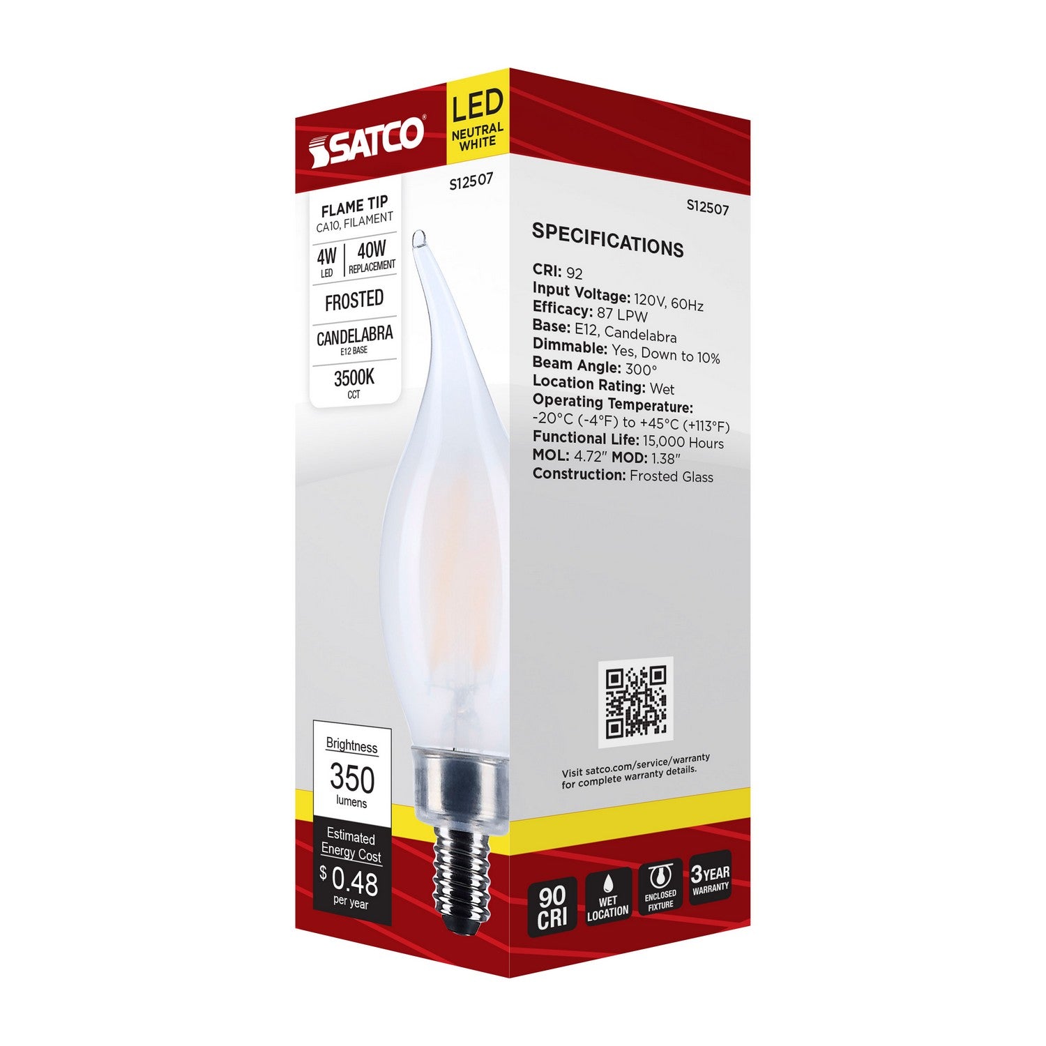 Satco - S12507 - Light Bulb - Frost