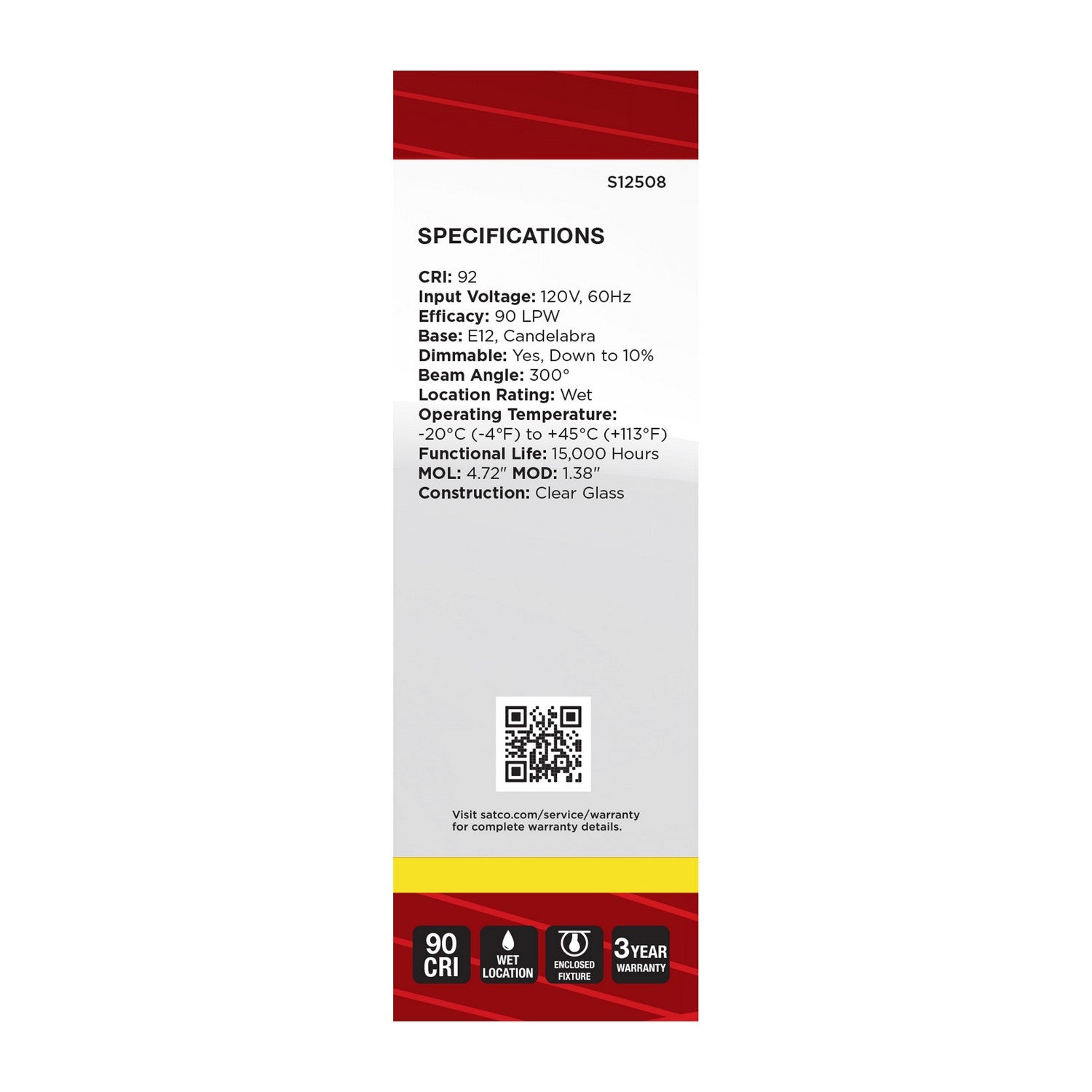 Satco - S12508 - Light Bulb - Clear