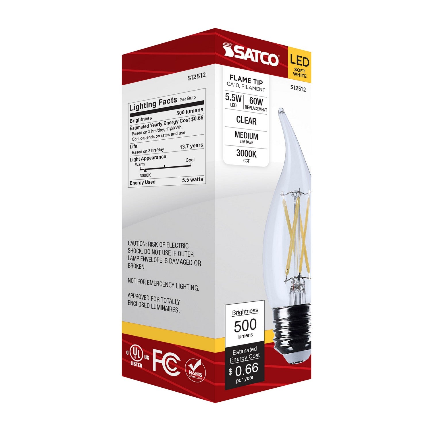 Satco - S12512 - Light Bulb - Clear