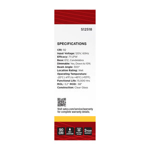 Satco - S12518 - Light Bulb - Clear