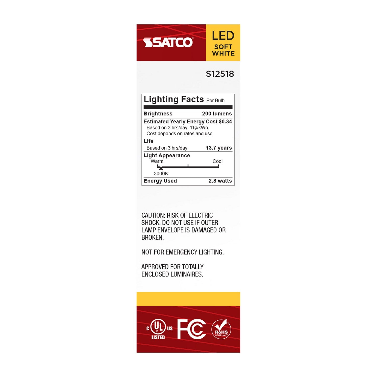 Satco - S12518 - Light Bulb - Clear