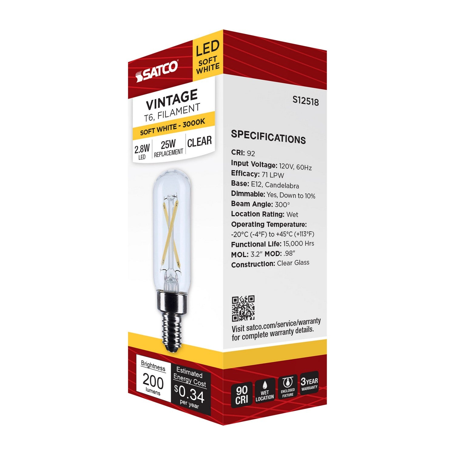 Satco - S12518 - Light Bulb - Clear