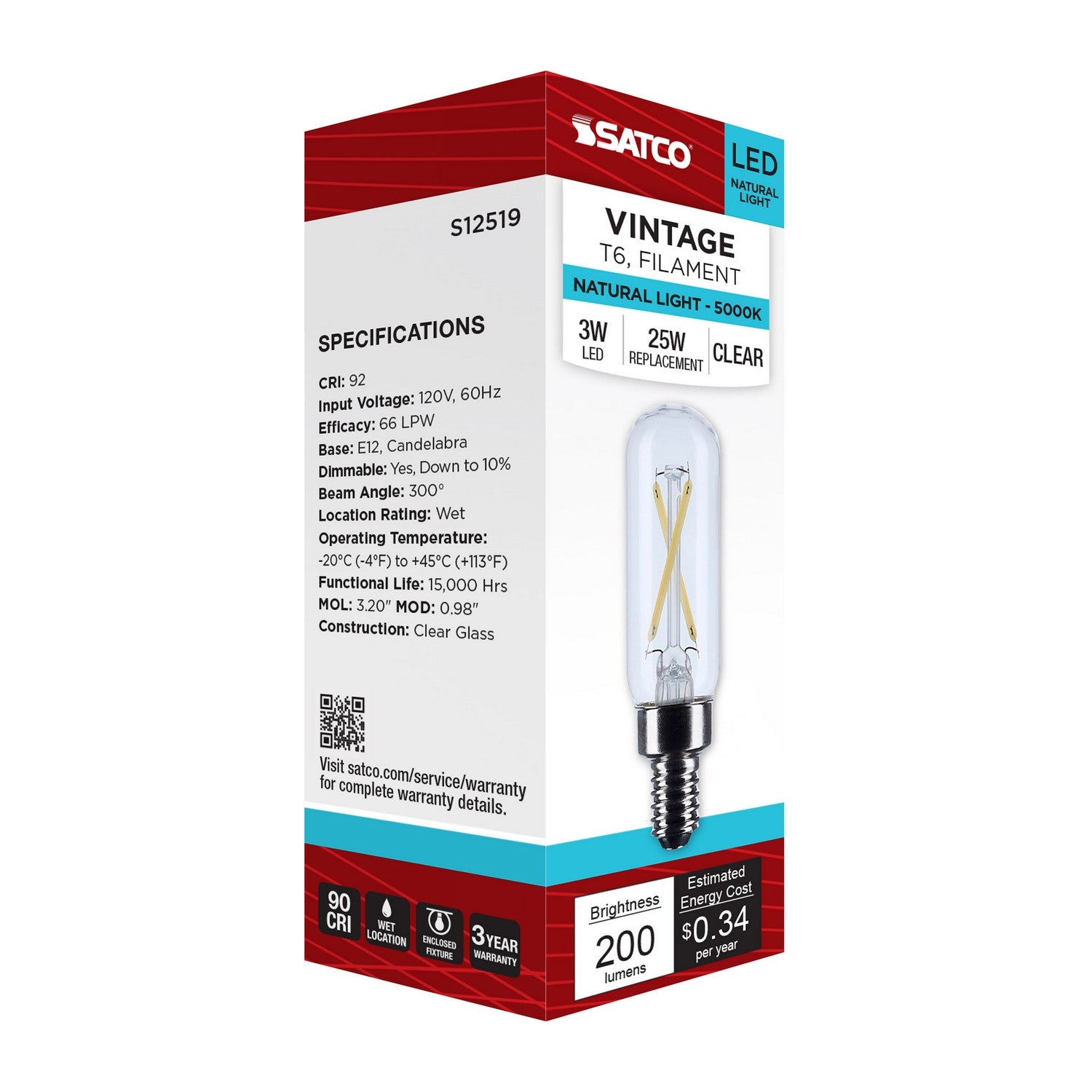 Satco - S12519 - Light Bulb - Clear